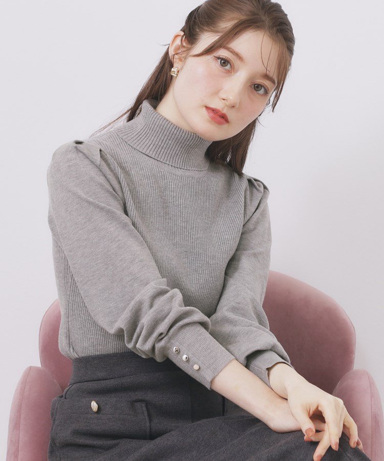 index｜タートルネックタックパフスリーブニット【洗濯機OK