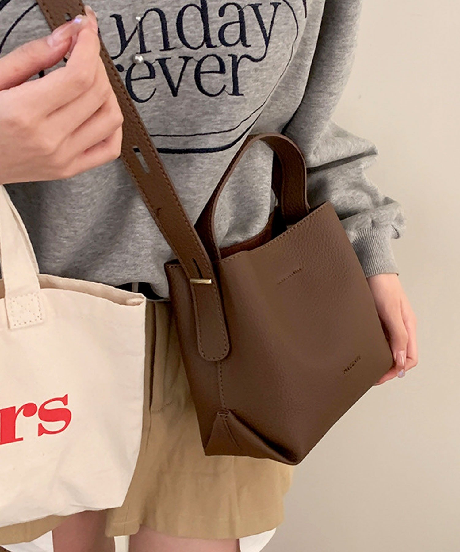 florist｜仕切りポケット付/2WAY?PUレザータッチワンハンドル