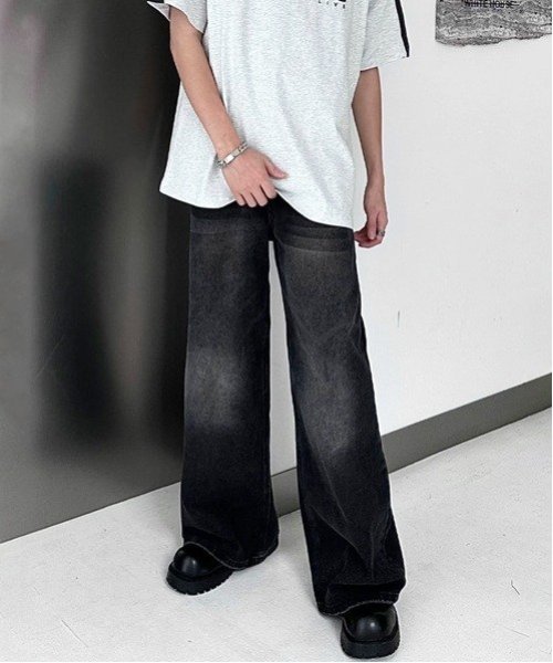 CERCA｜NOWLE/(M)Y2K ブラック ヴィンテージ ウォッシュ フレア デニム