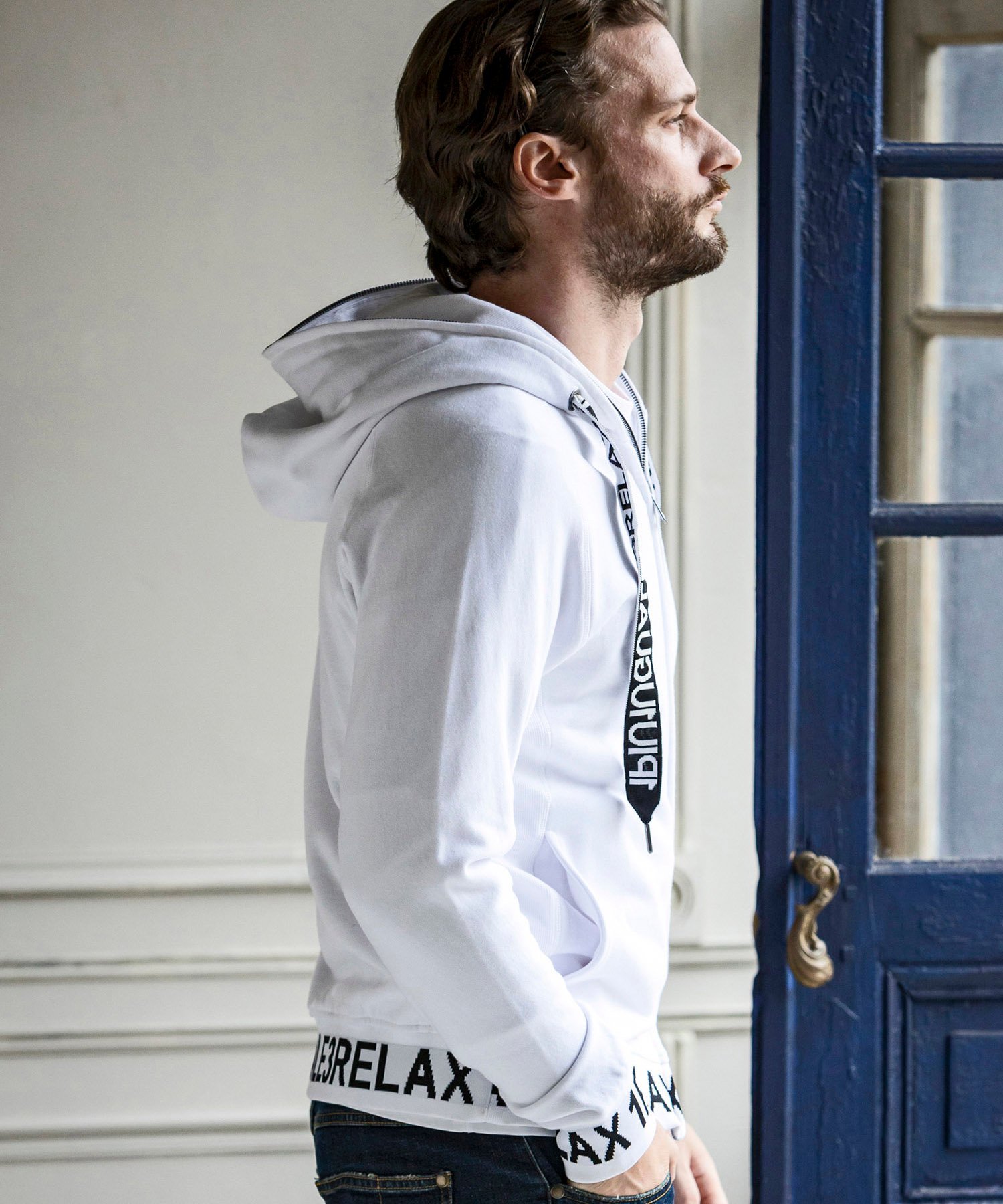 SHIFFON｜1PIU1UGUALE3 RELAX ワイドスピンドルロゴスウェットパーカー