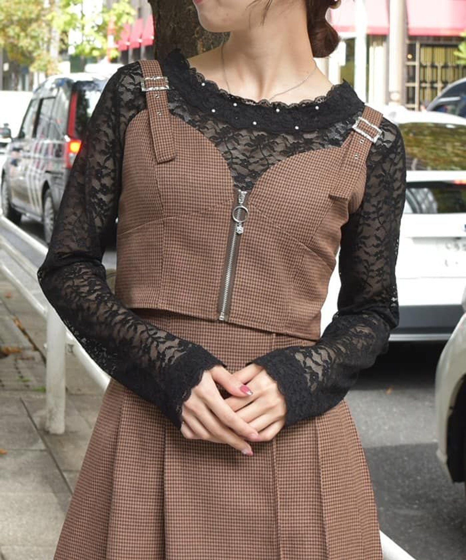 axes femme｜ベルトデザインジップビスチェ | Rakuten Fashion(楽天