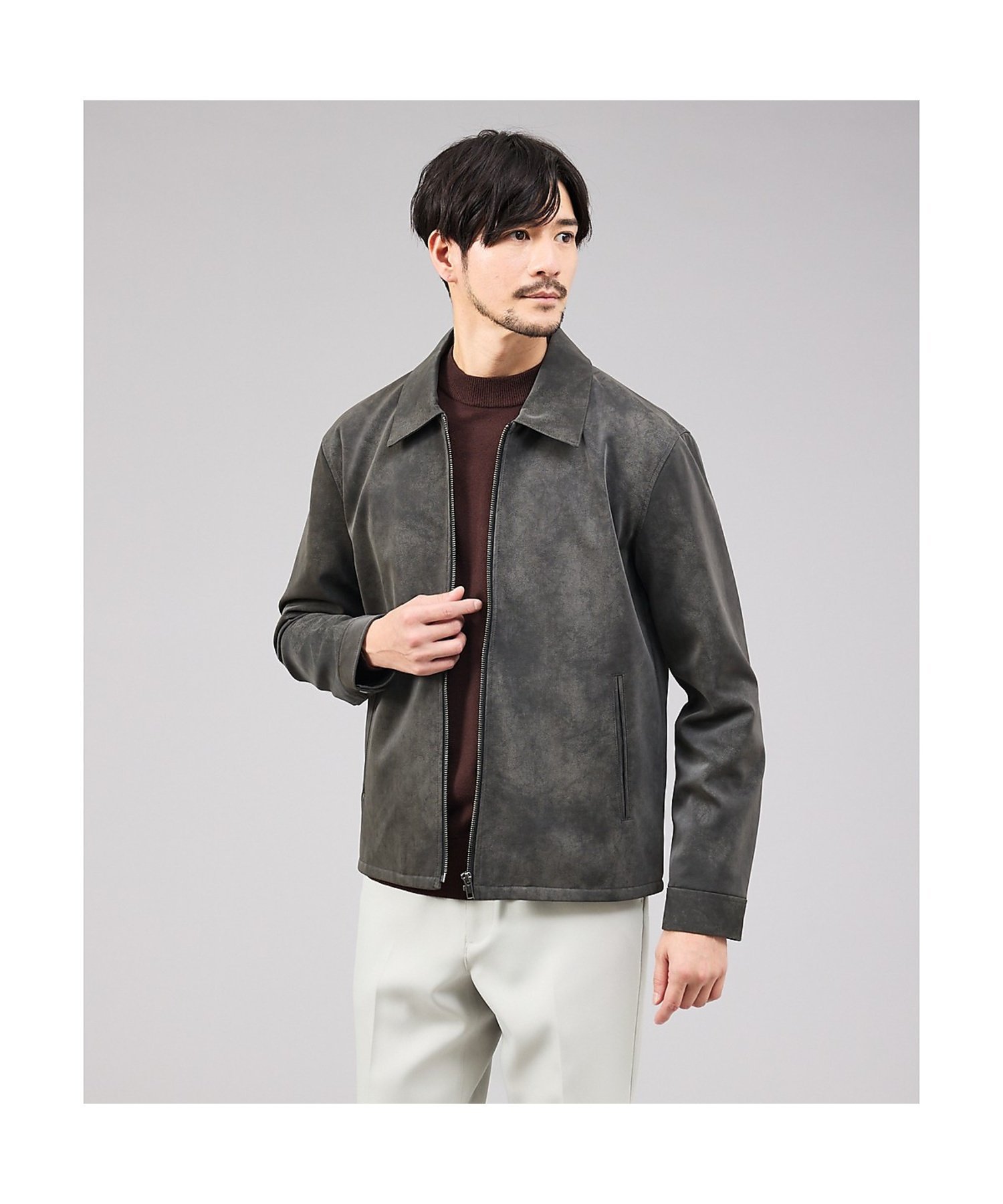 楽天市場】グレー ジャケット（素材（生地・毛糸）合皮・フェイク