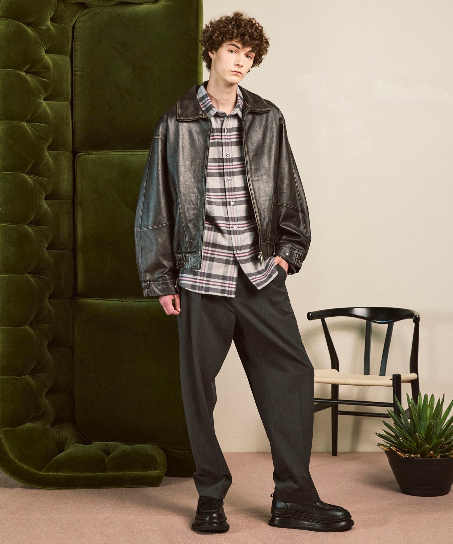 MAISON SPECIAL｜Sheep Leather Stand Collar Blouson | Rakuten