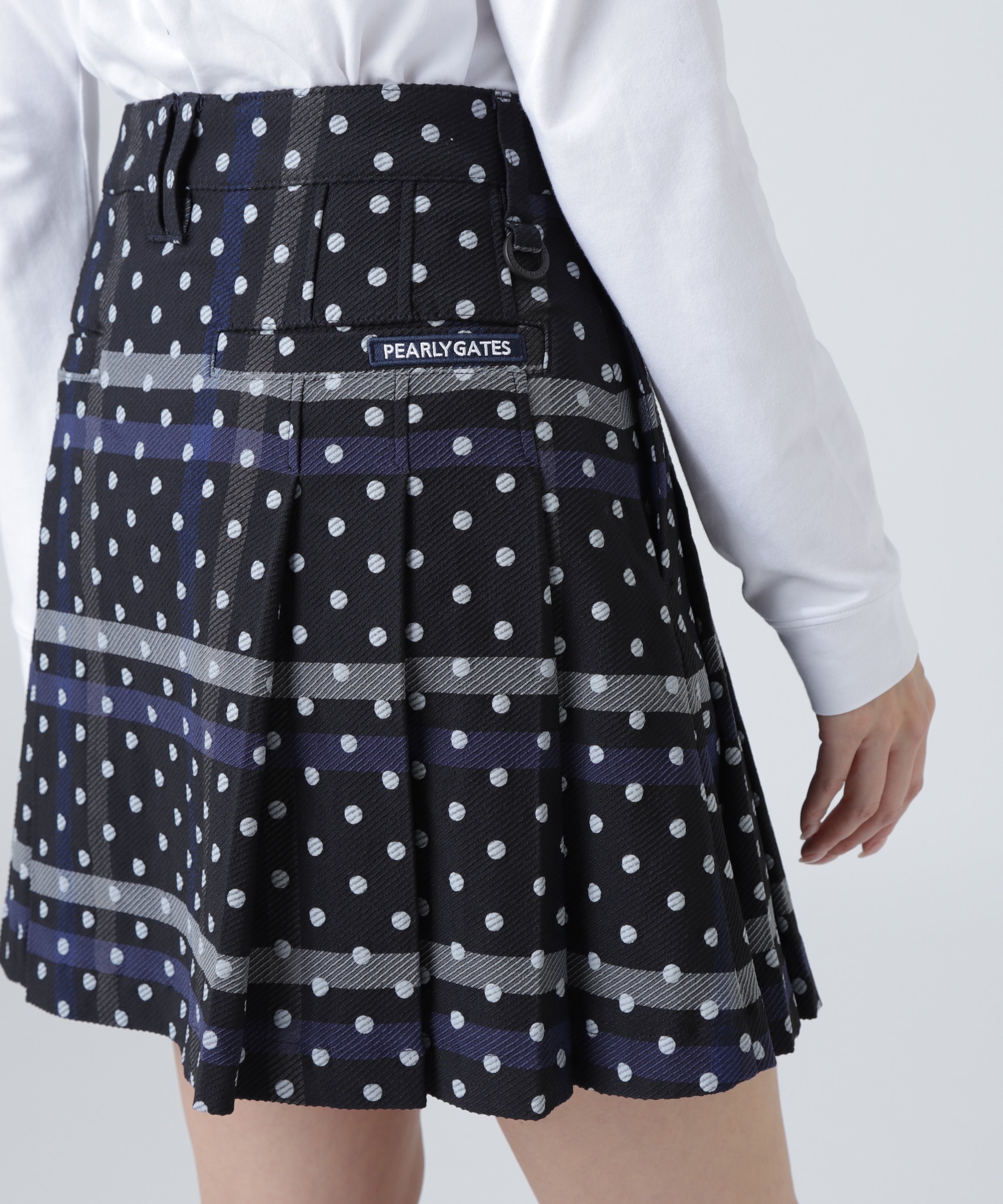 PEARLY GATES｜TRストレッチカルゼスカート <チェック×ドット柄