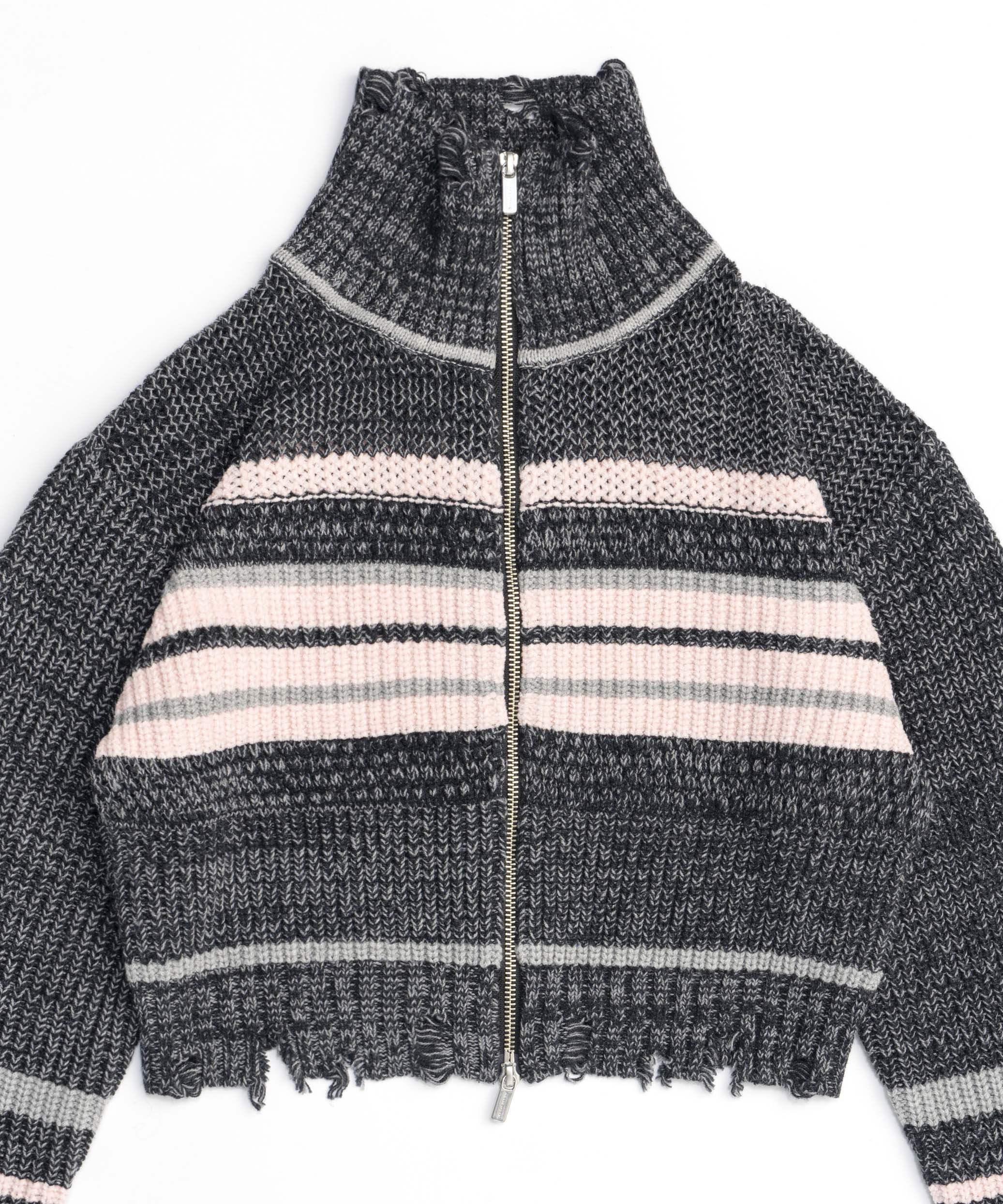 MAISON SPECIAL｜Front Zip Mesh Border Knitwear | Rakuten Fashion