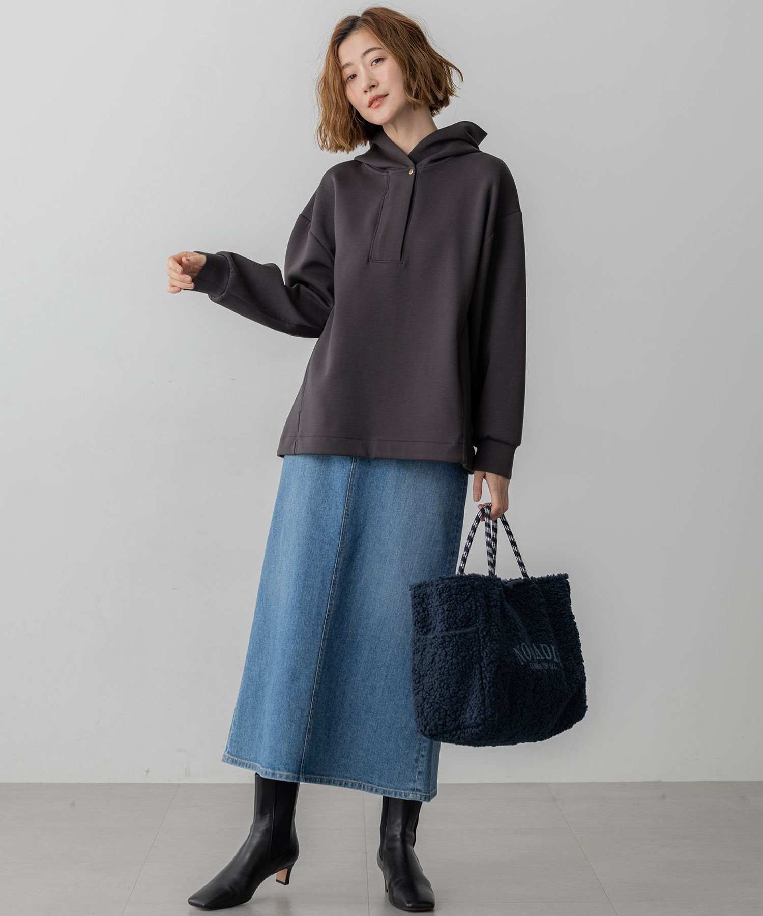 23区｜【洗える】コットンエアーダンボール ドロスト フーディー