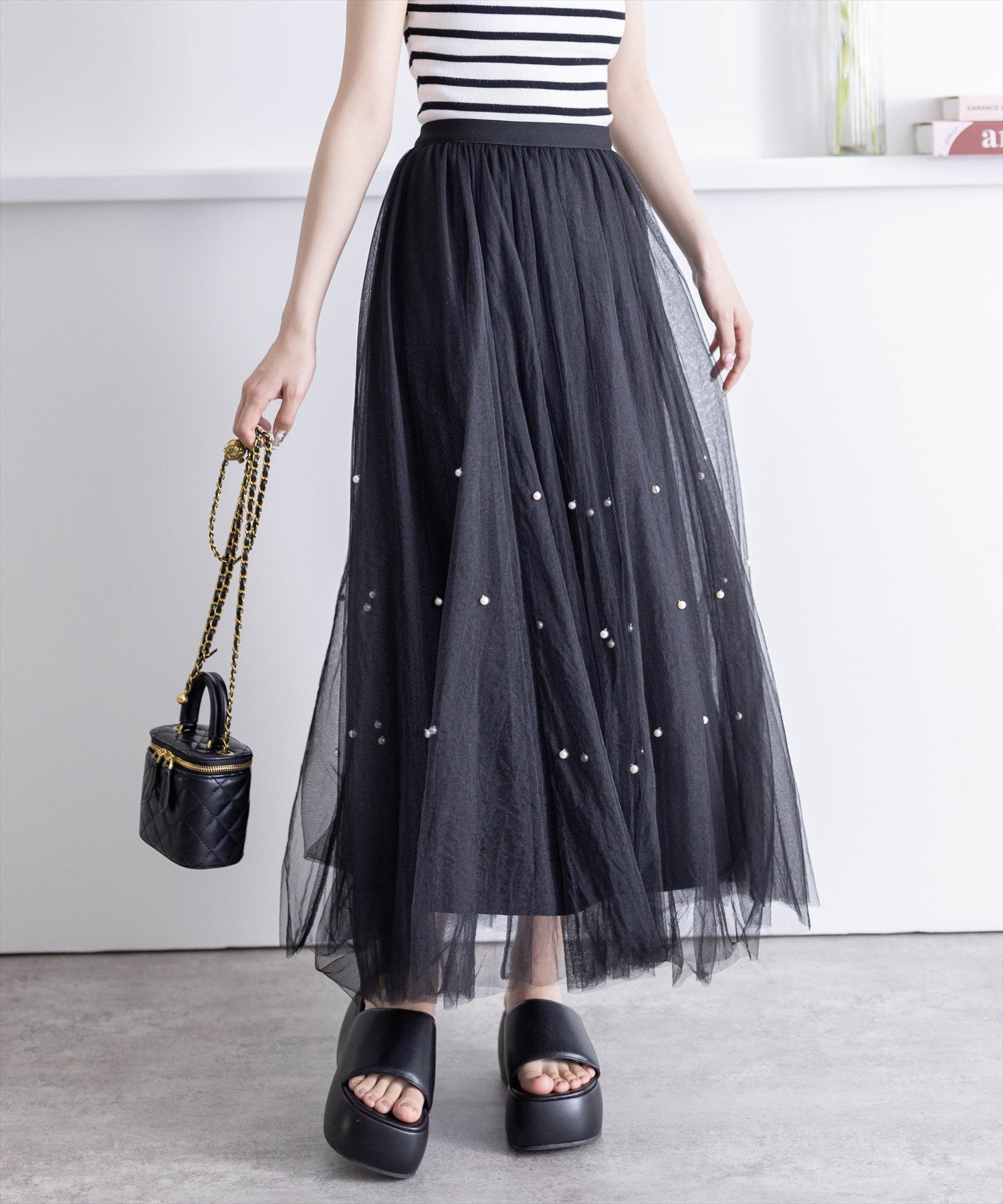 clear｜パール付きチュールロングスカート | Rakuten Fashion(楽天