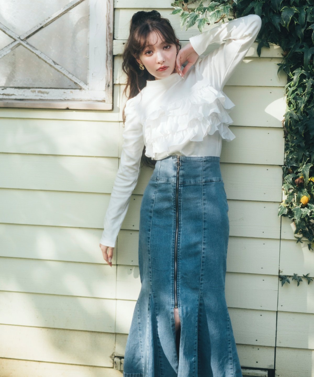 REDYAZEL｜フロントジップデニムマーメイドスカート | Rakuten Fashion