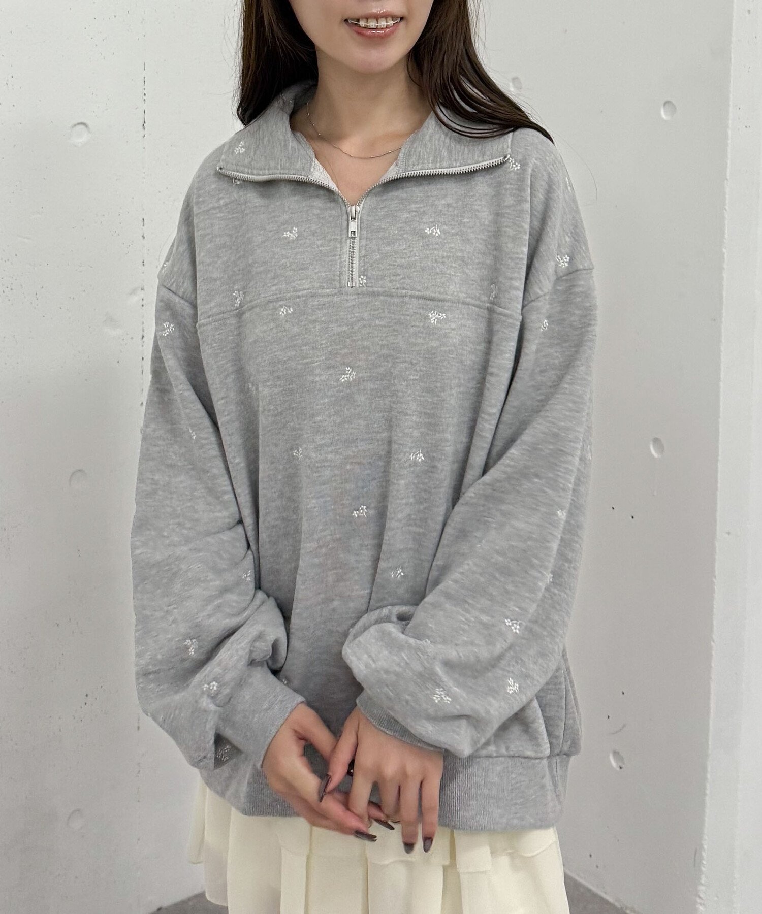 archives｜小花柄刺繍ハーフzipスウェット | Rakuten Fashion(楽天