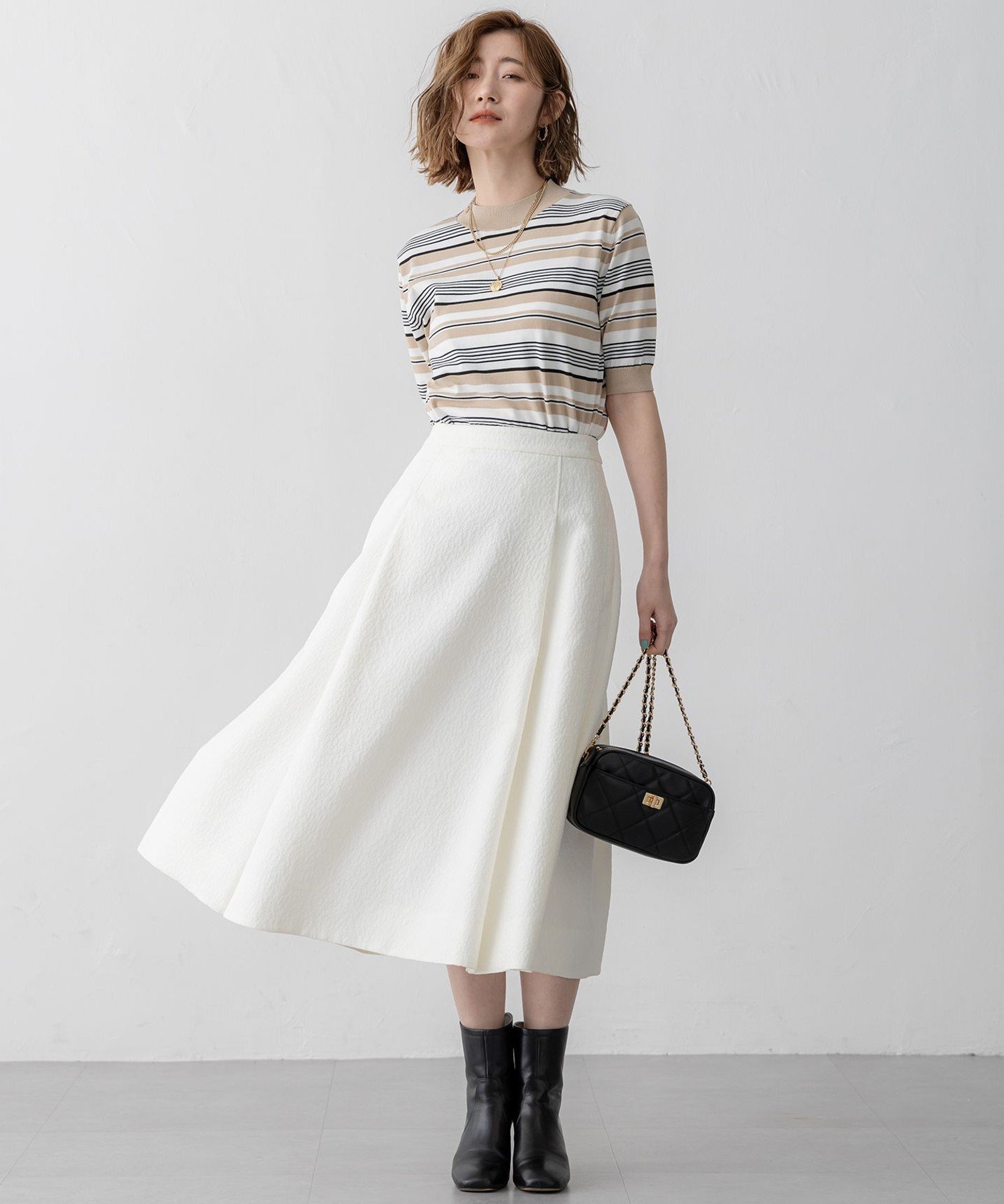 23区｜【洗える】ジオメトリックジャカード タックフレア スカート