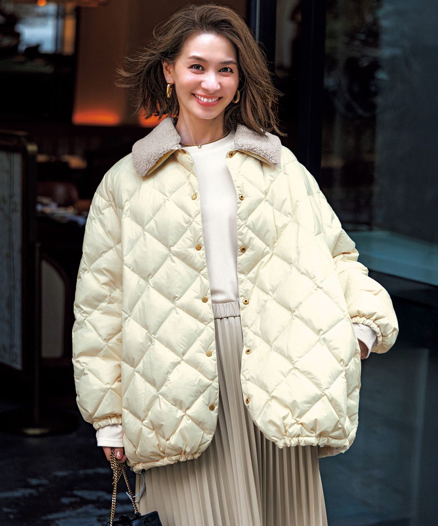 UNFILO｜【野呂佳代さん着用】TAIONコラボ ボア襟 リバーシブルダウン