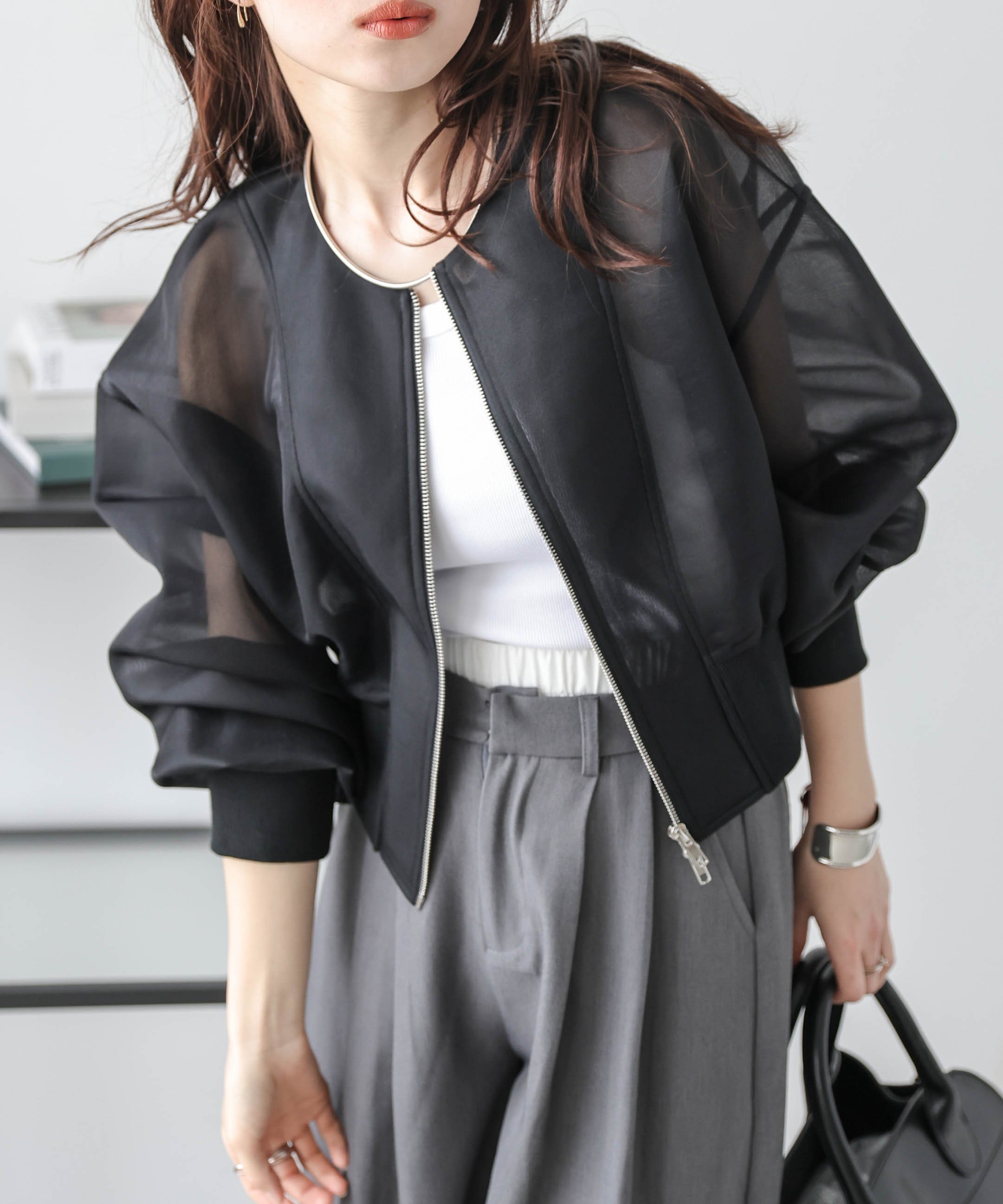 Lajour｜ダブルジップ シアーブルゾン | Rakuten Fashion(楽天