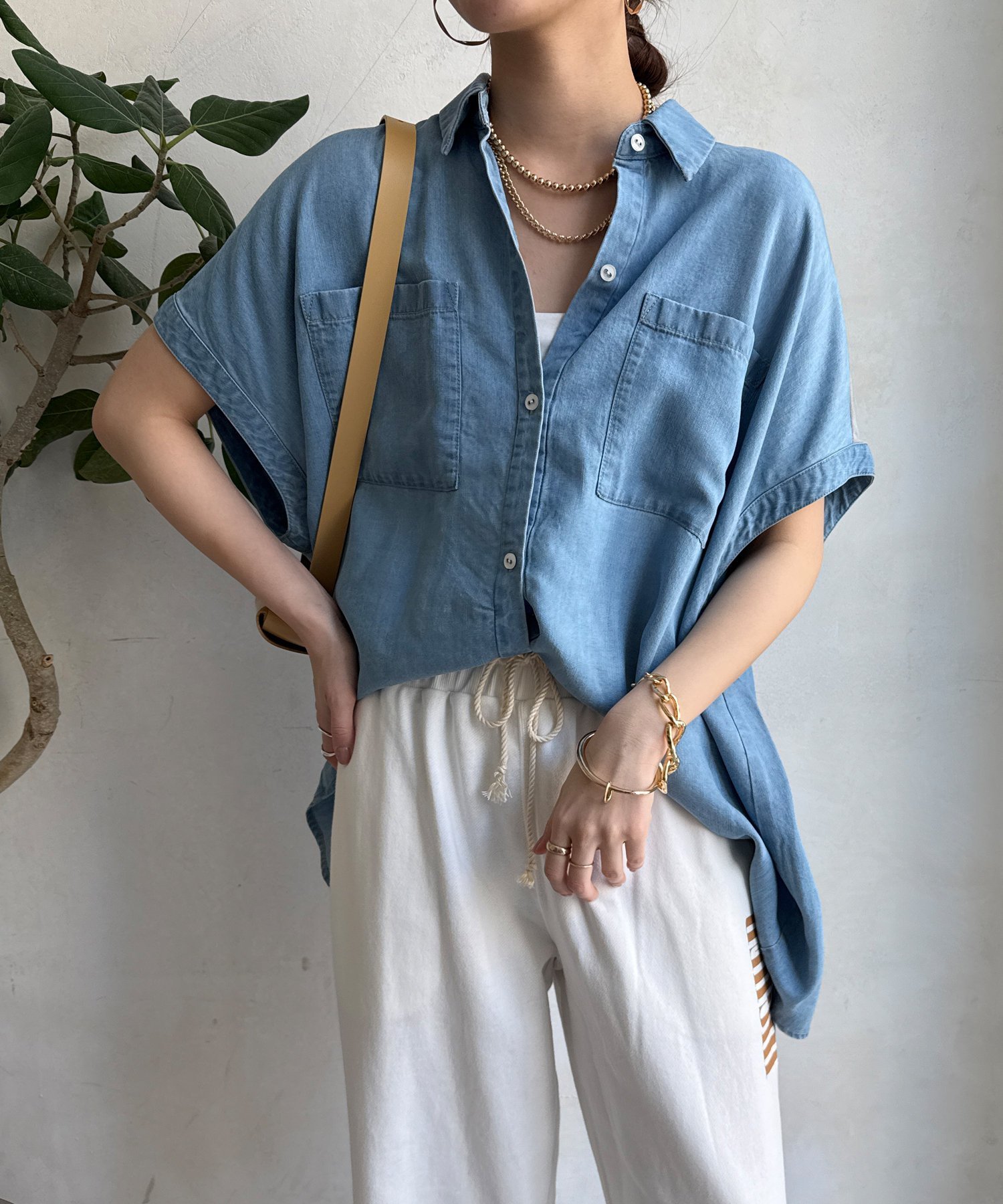 DOUDOU｜リヨセルデニムバック切替シャツ | Rakuten Fashion(楽天