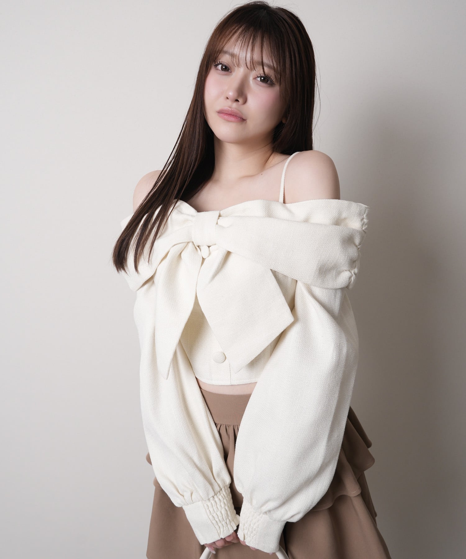 LIP SERVICE｜LIP SERVICE/(W)リボンオフショルロングスリーブトップス