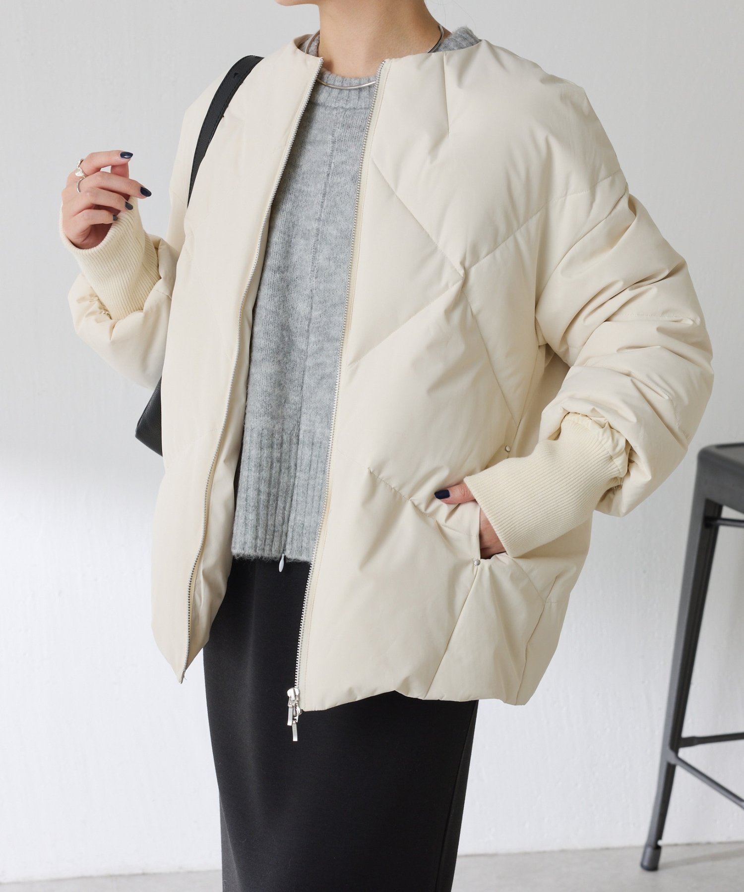 COLLAGE GALLARDAGALANTE｜ノーカラーダウンコート | Rakuten Fashion