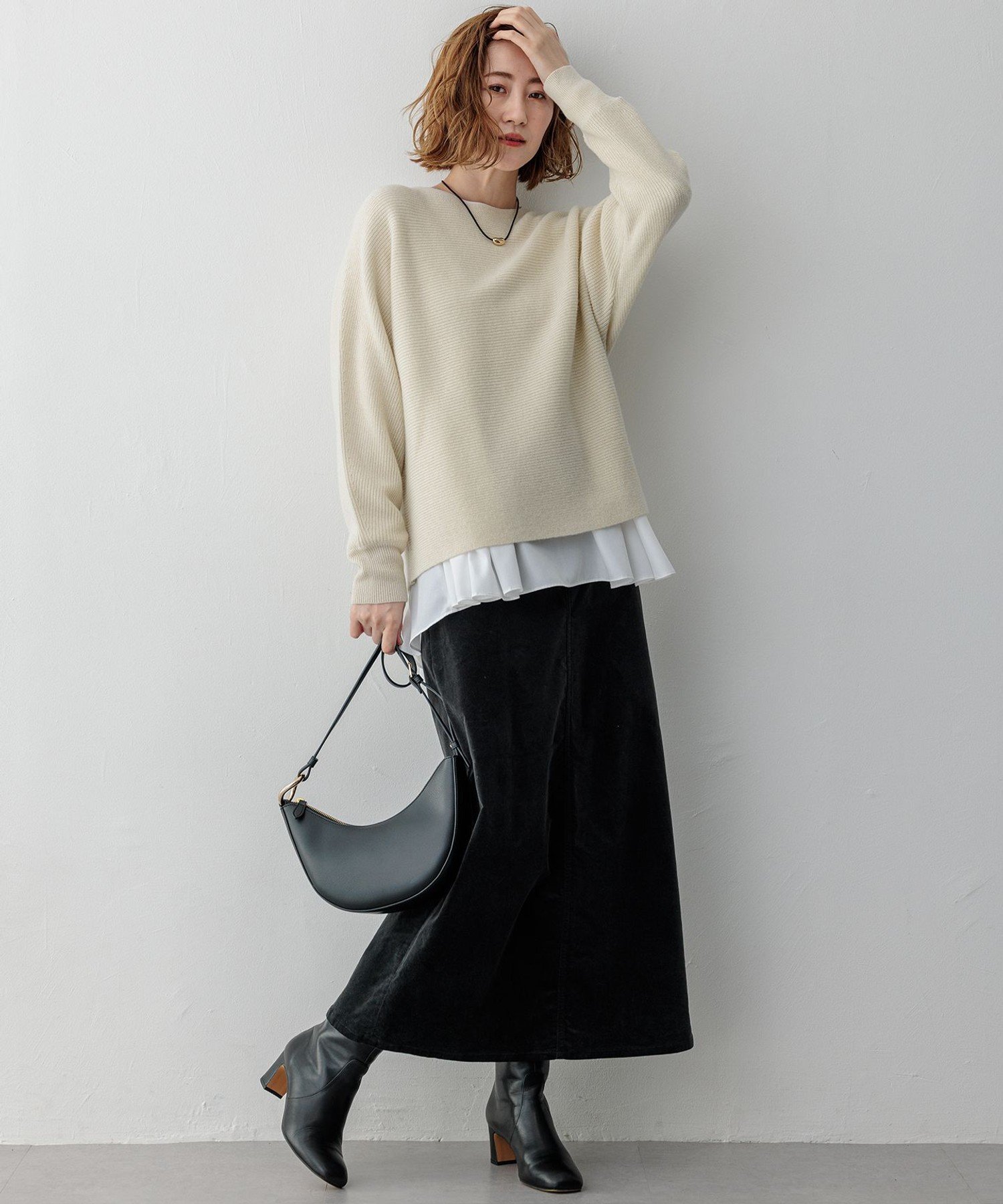 23区｜【洗える】23区DENIM ベルベットストレッチ Aライン スカート