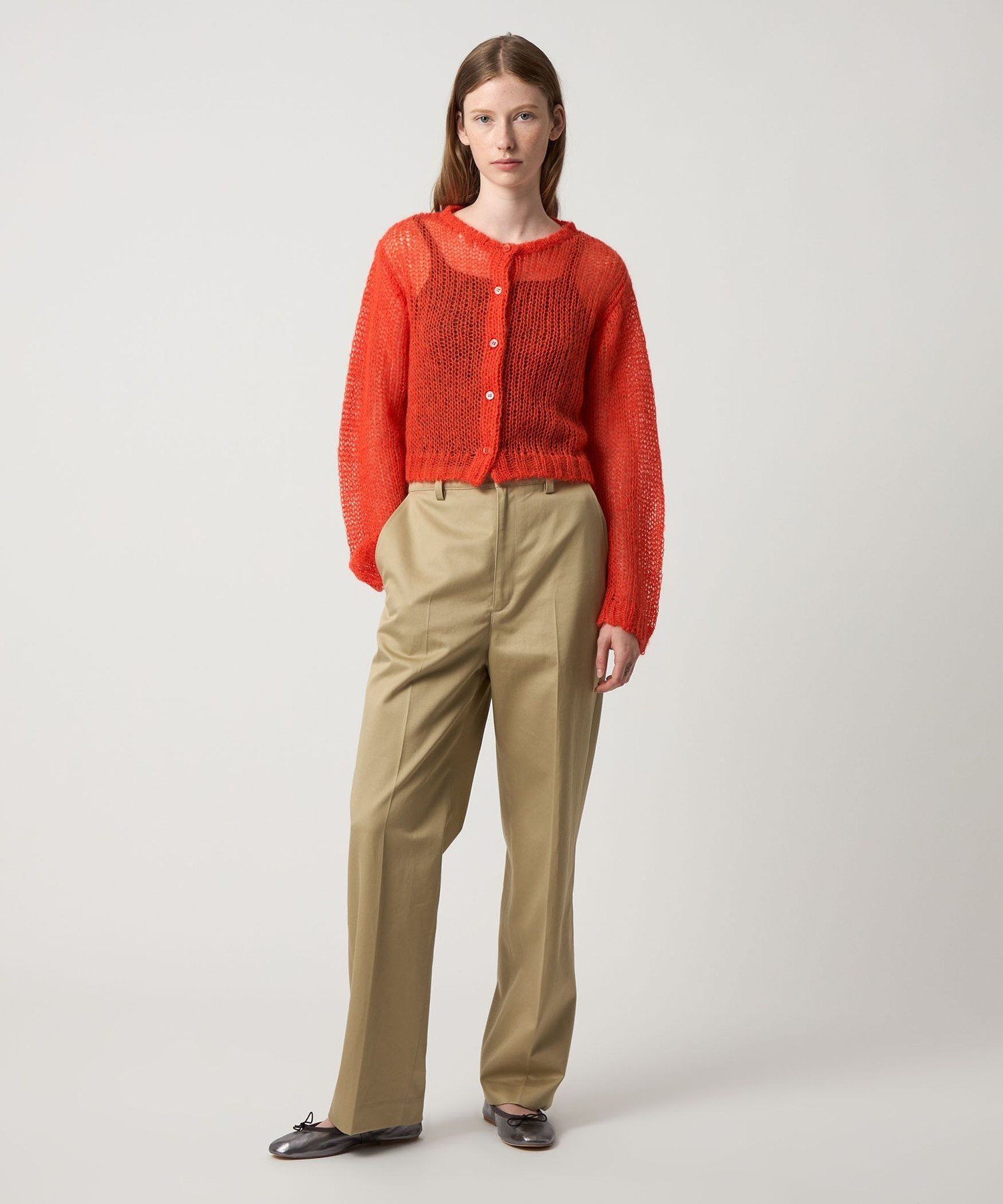 【美品】BEAUTY&YOUTH モヘヤ混 ニットカーディガン L モヘヤ混 クルーネック ニット カーディガン ( セットアップ 可 )