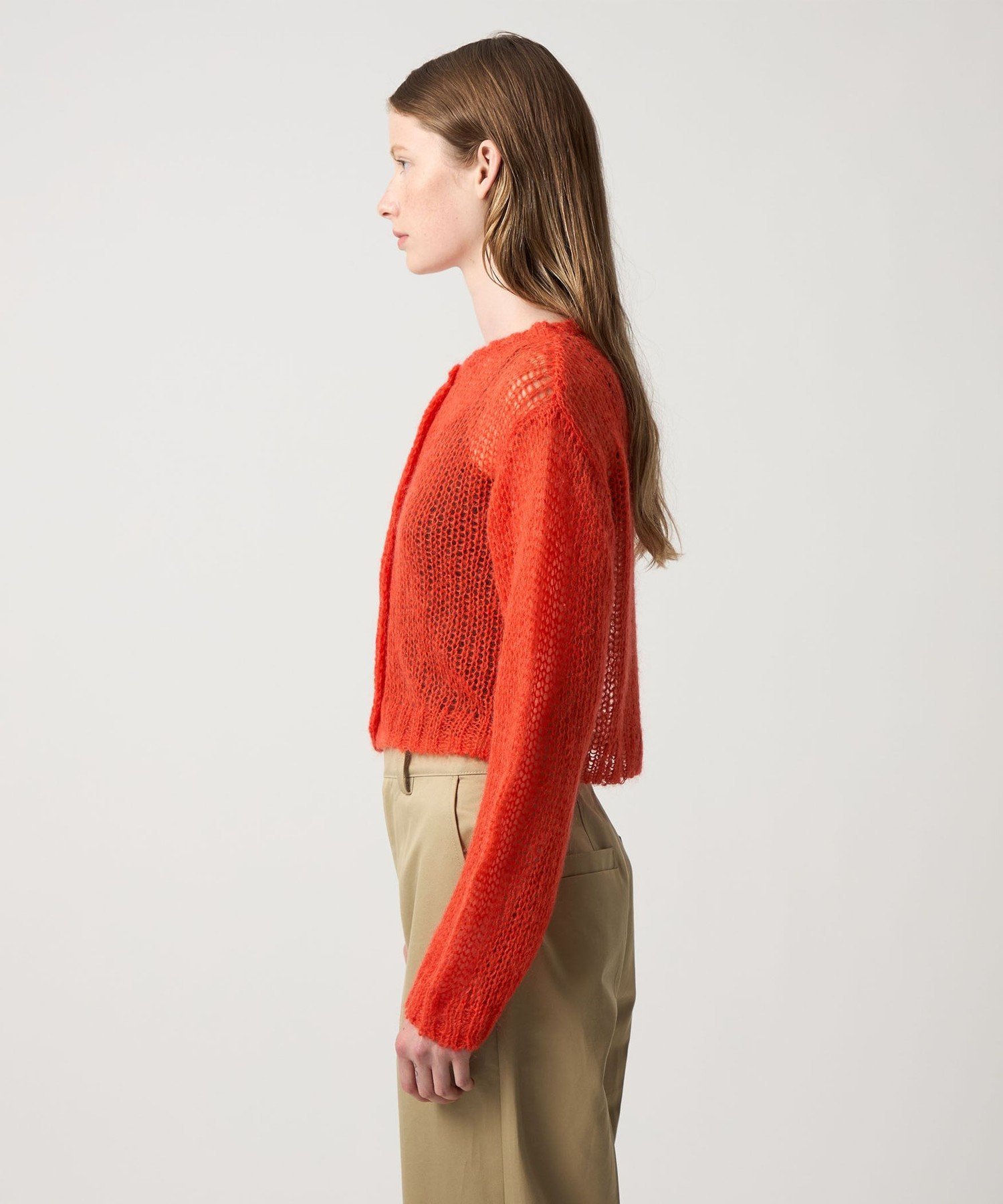 【美品】BEAUTY&YOUTH モヘヤ混 ニットカーディガン L モヘヤ混 クルーネック ニット カーディガン ( セットアップ 可 )