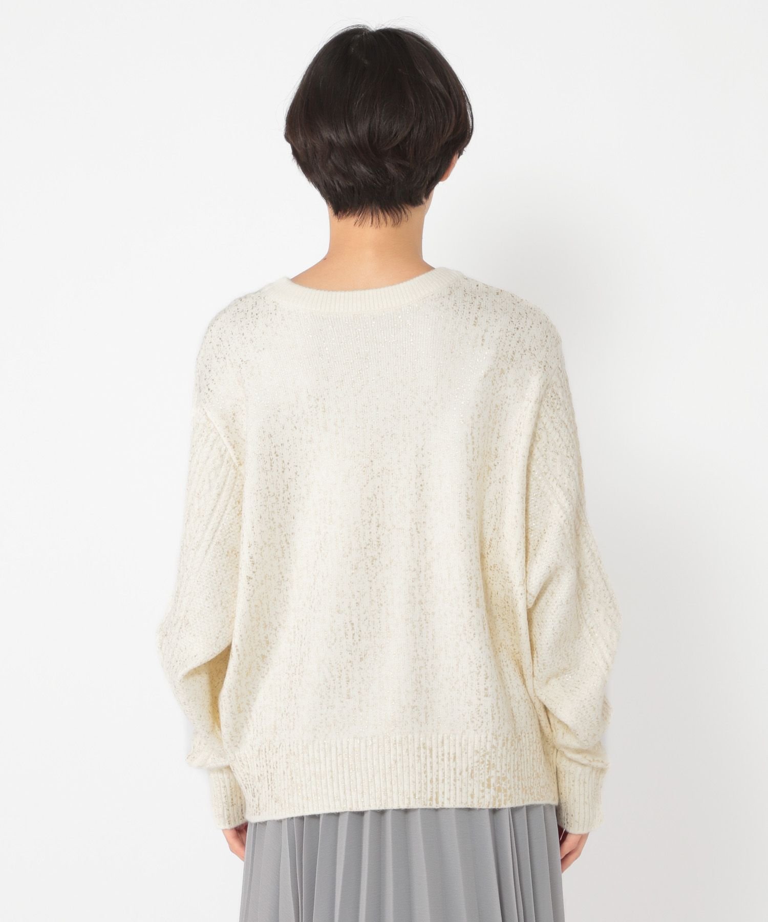 studio CLIP｜《ウタオ》箔プリントケーブルニットプルオーバー