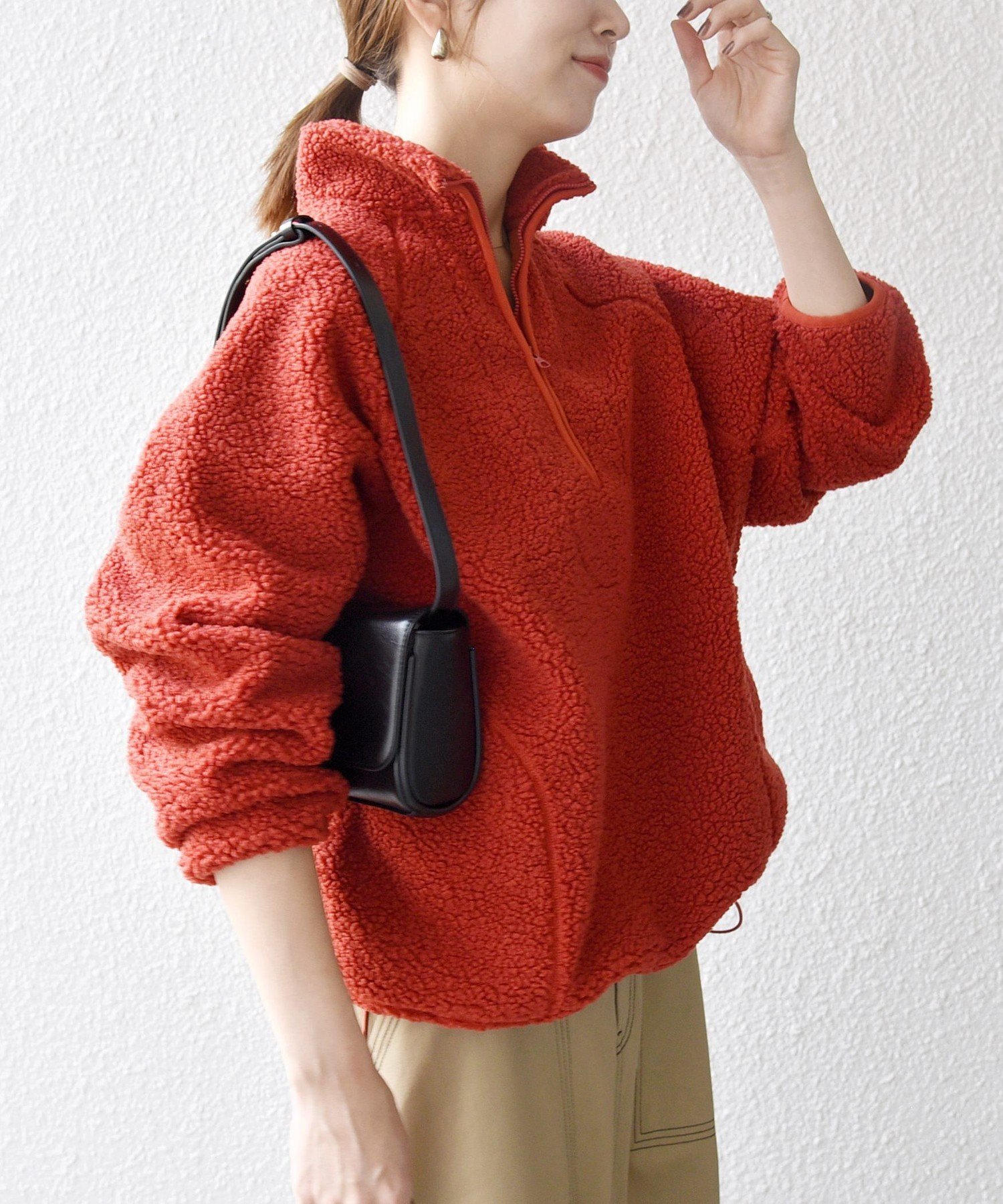 ラコステ ボア フリース プルオーバー ハーフジップ フローラル柄 ハーフジップ ボアフリースプルオーバー トレーナー