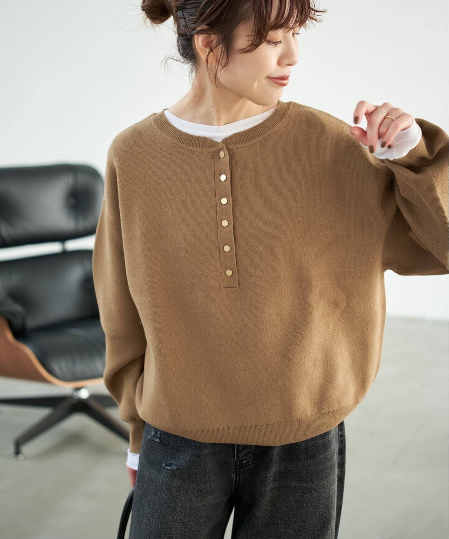 Spick & Span｜《WEB限定カラー有り / 追加3》メタルボタンヘンリー