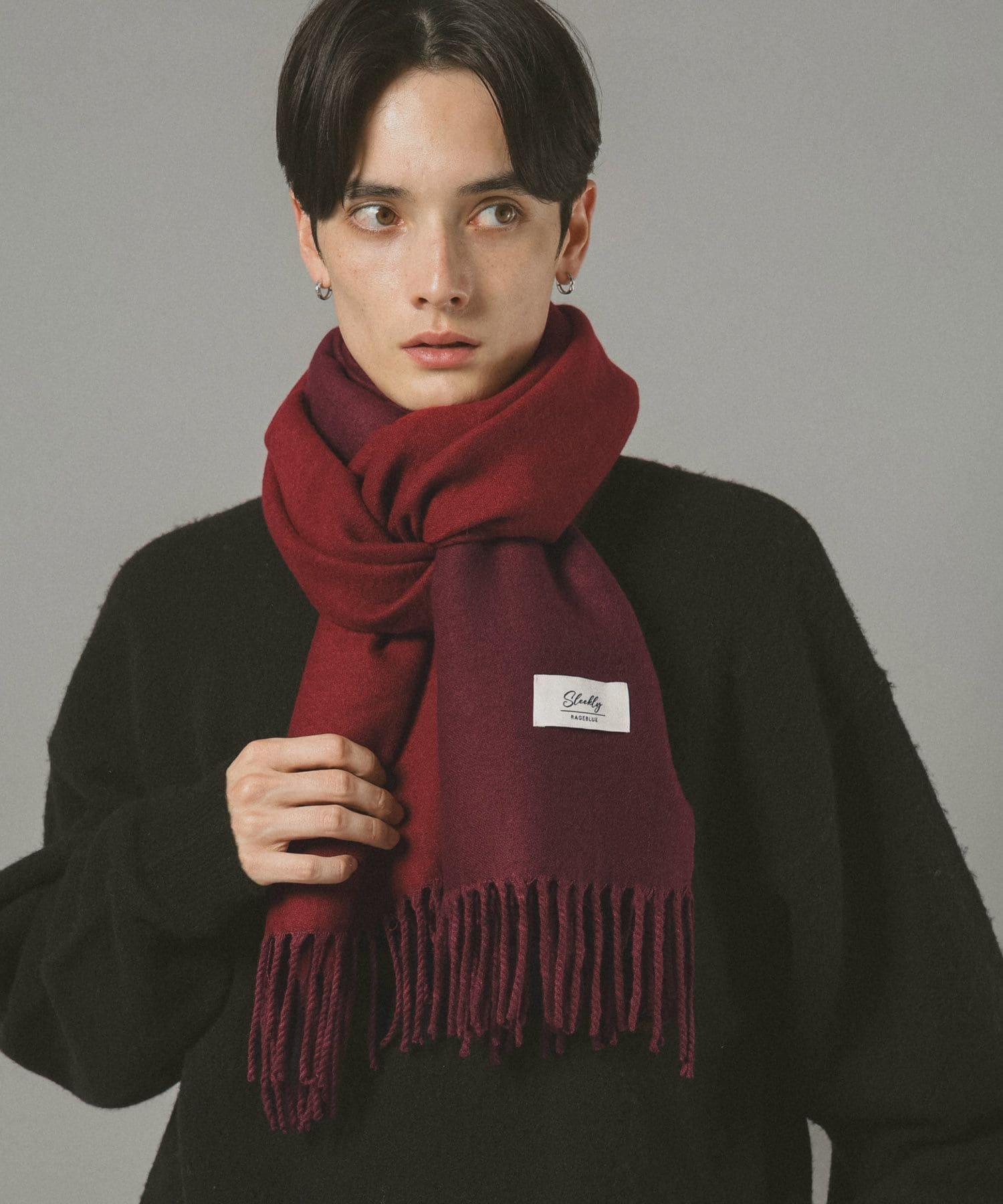 RAGEBLUE｜【ウォッシャブル】リバーシブル/カシミアタッチマフラー