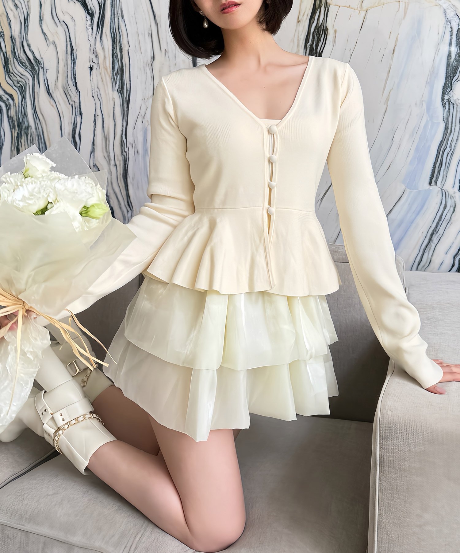 ROYAL PARTY｜ドッキングペプラムニットアンサンブル | Rakuten