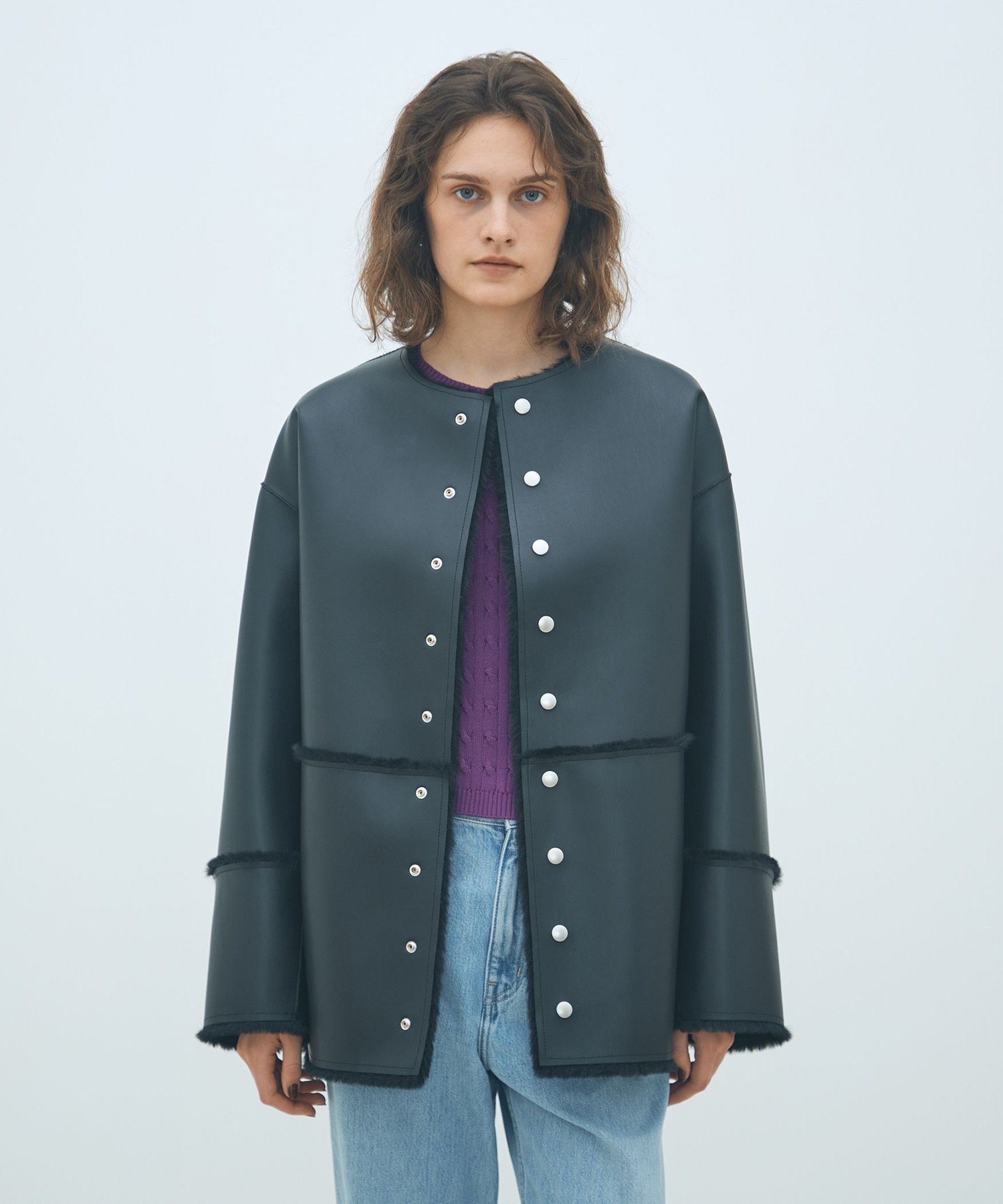 TOMORROWLAND｜フェイクムートン リバーシブルショートコート