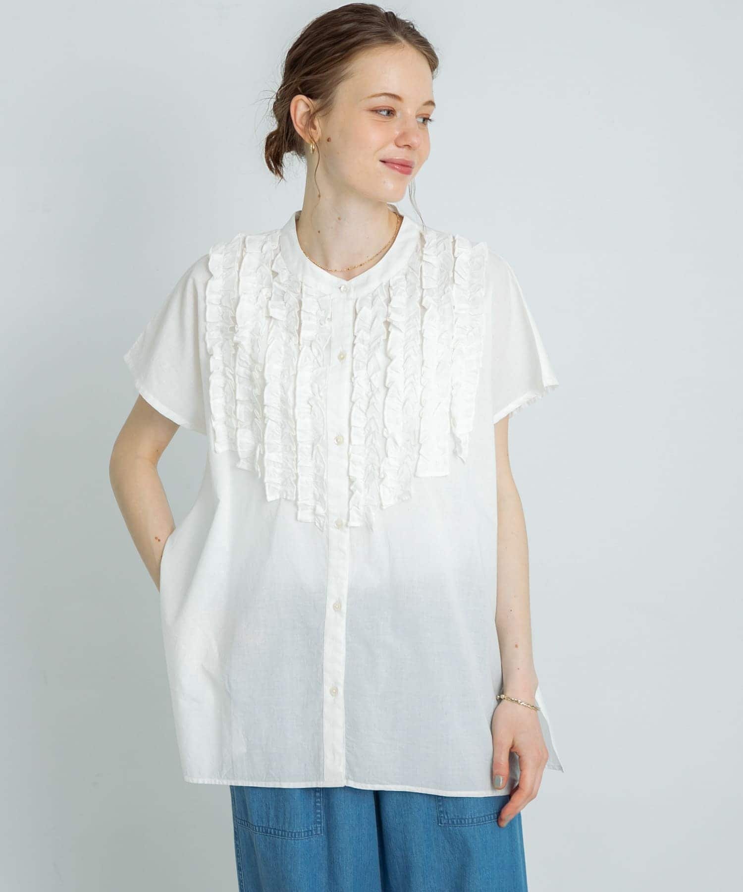 Sonny Label｜エアリーコットンフリルフレンチシャツブラウス