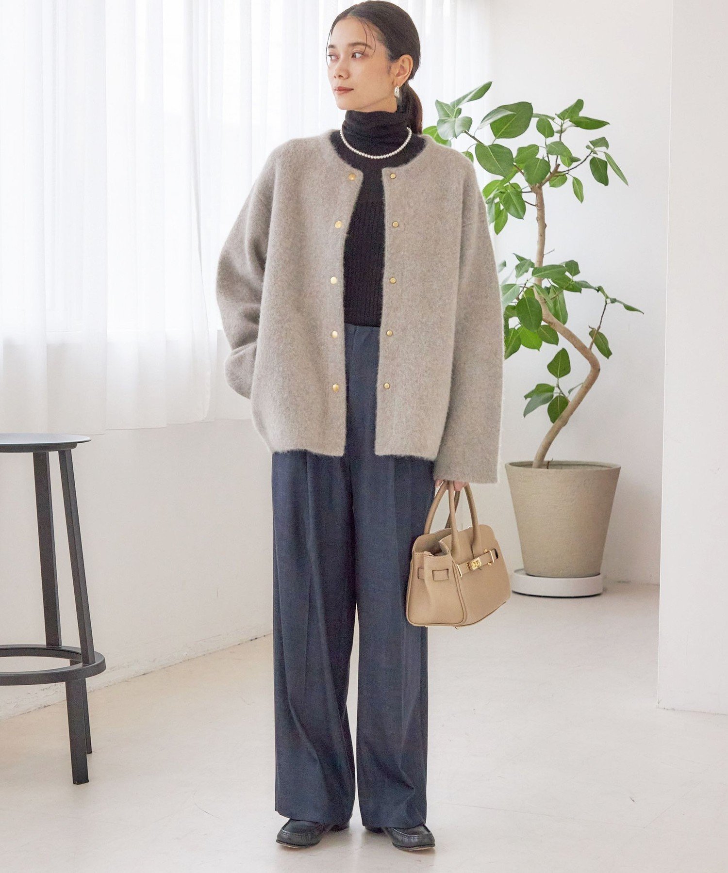 SHIPS｜フォックス ブレンド ノーカラー ニット コート | Rakuten