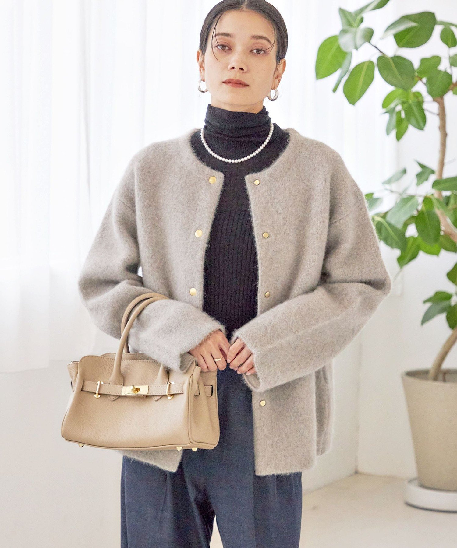 SHIPS｜フォックス ブレンド ノーカラー ニット コート | Rakuten