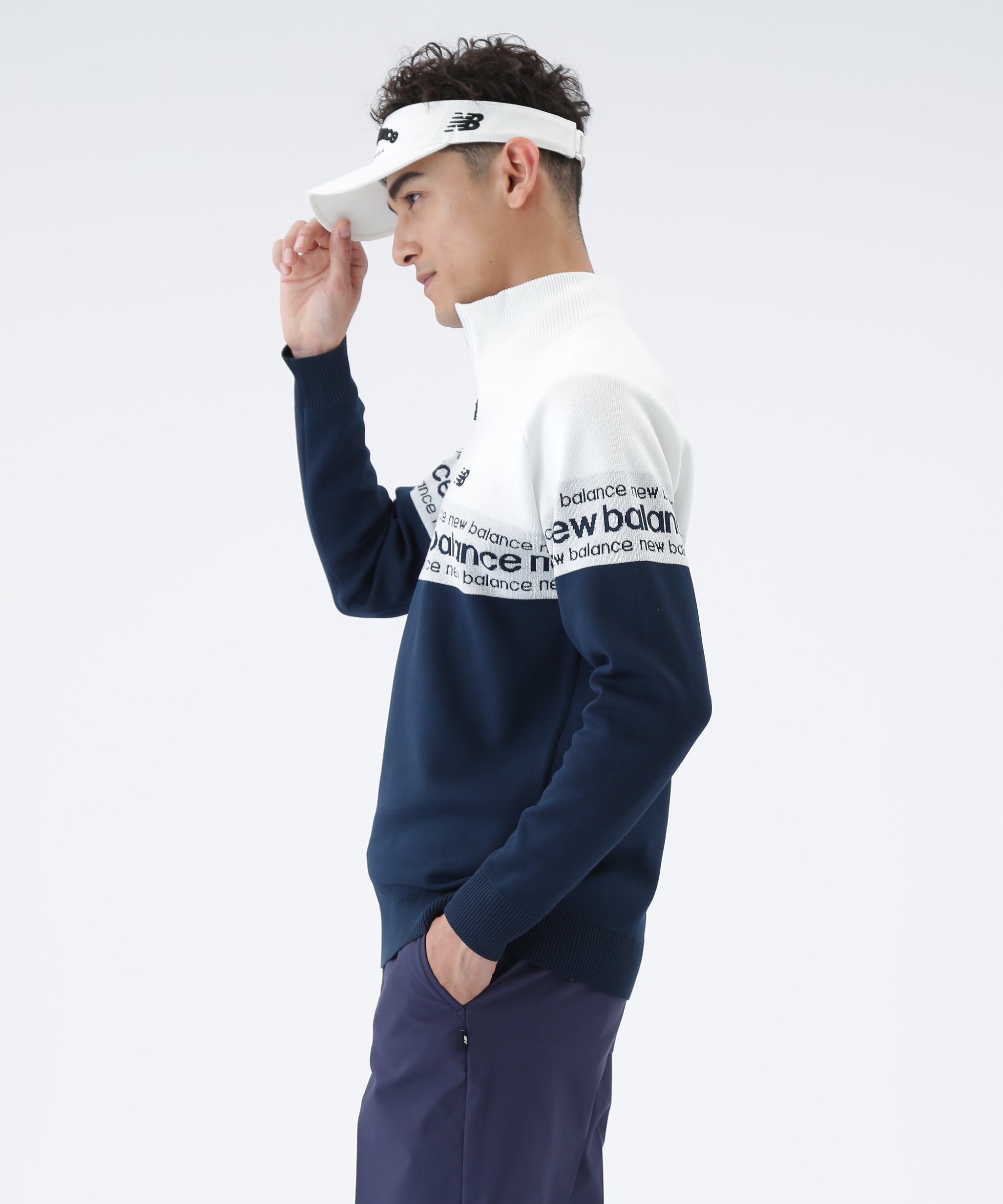 New Balance Golf｜ロゴライン 軽量 ハーフジップ スタンド ニット