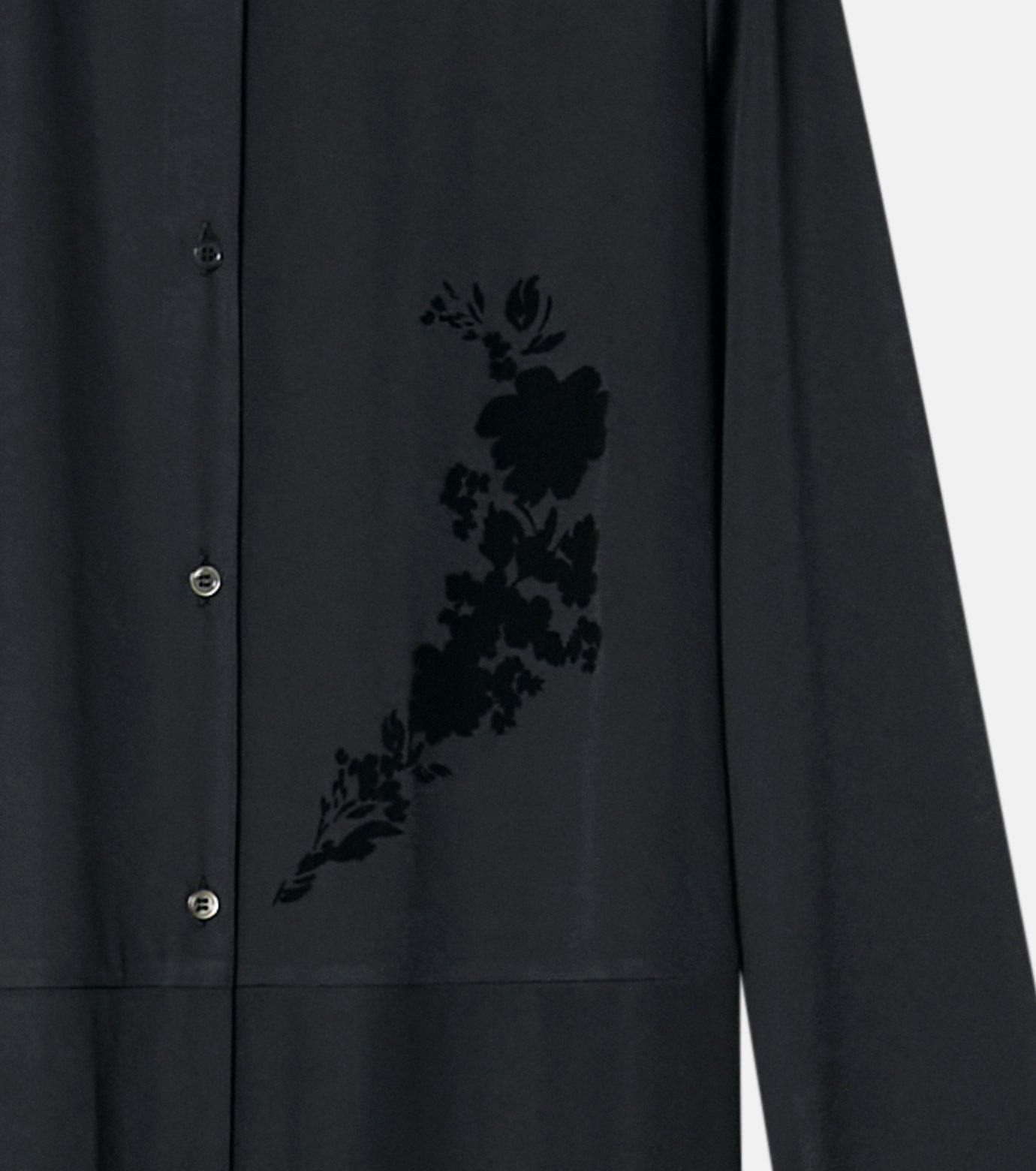 LE CIEL BLEU｜シアーシャツドレスwフロックフラワー / Sheer Shirt