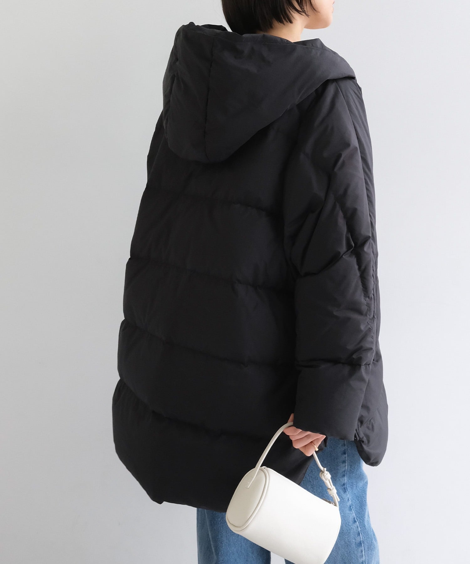 andme｜ドルマン サイドジップ ダウンジャケット evernavy エバー