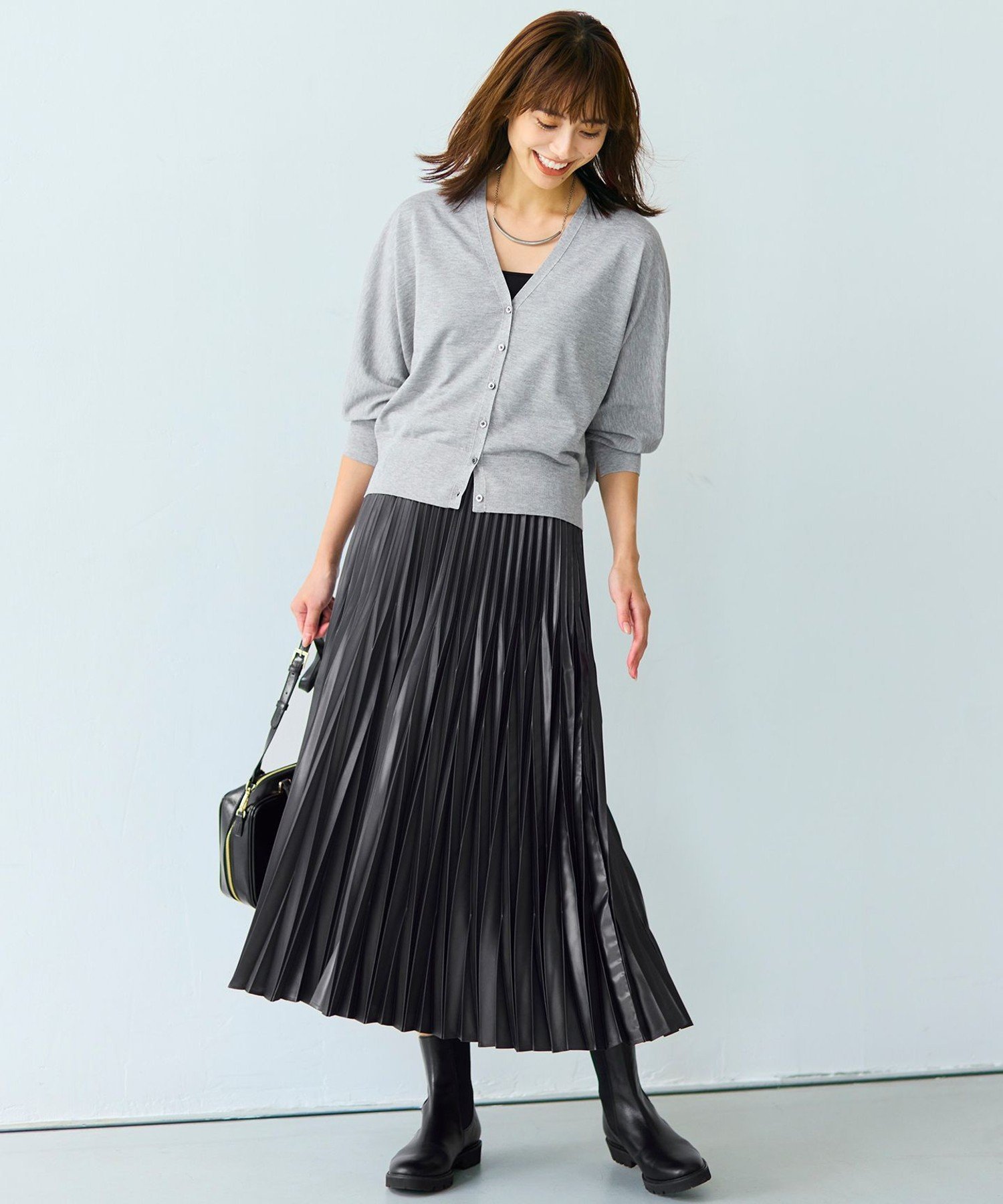 23区｜【洗える】レザーライクプリーツ スカート | Rakuten Fashion