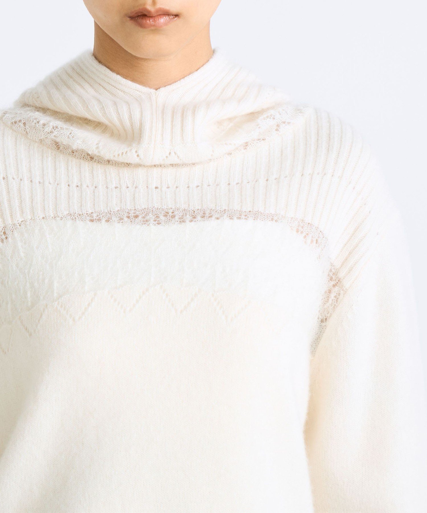 TOMORROWLAND｜パッチワークレース フーデットニット | Rakuten