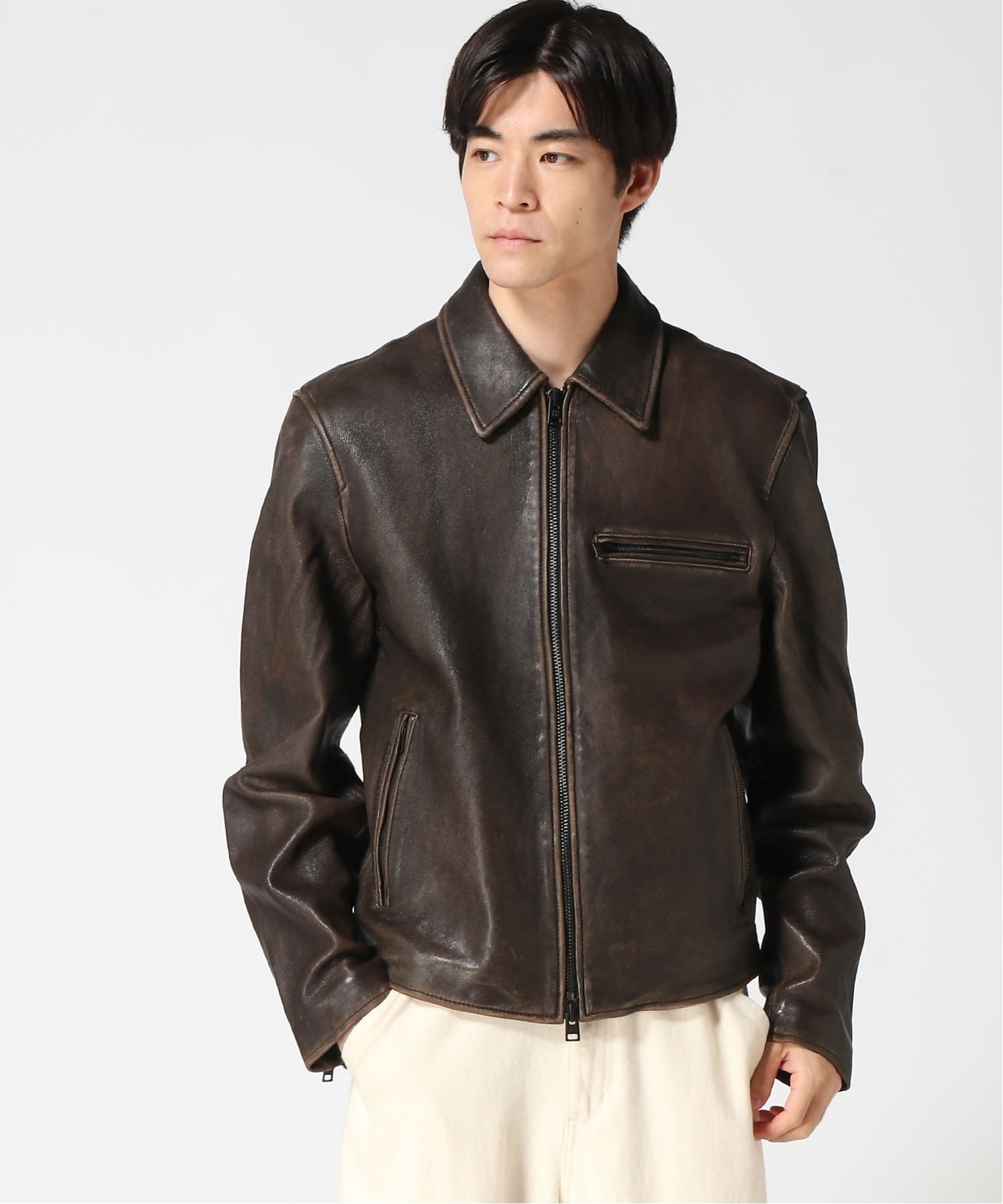 BANANA REPUBLIC｜(M)レザー レーシングジャケット | Rakuten Fashion