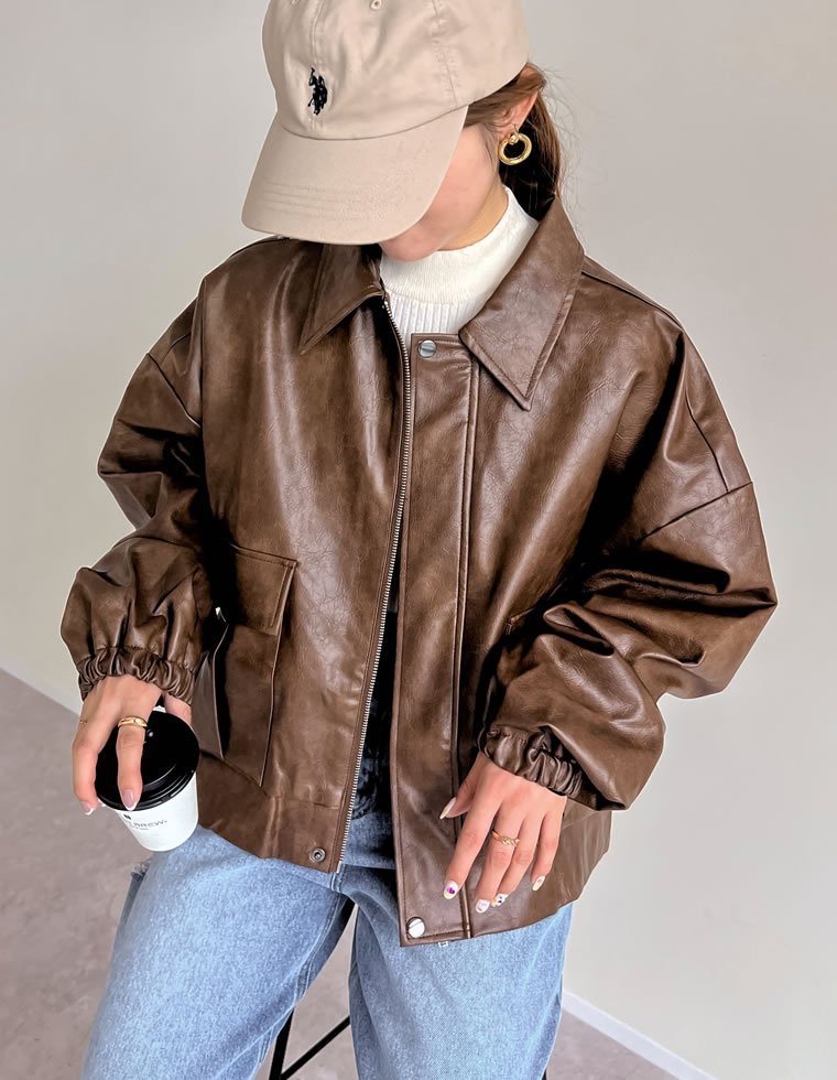 Re:EDIT｜フェイクレザージップブルゾン | Rakuten Fashion(楽天