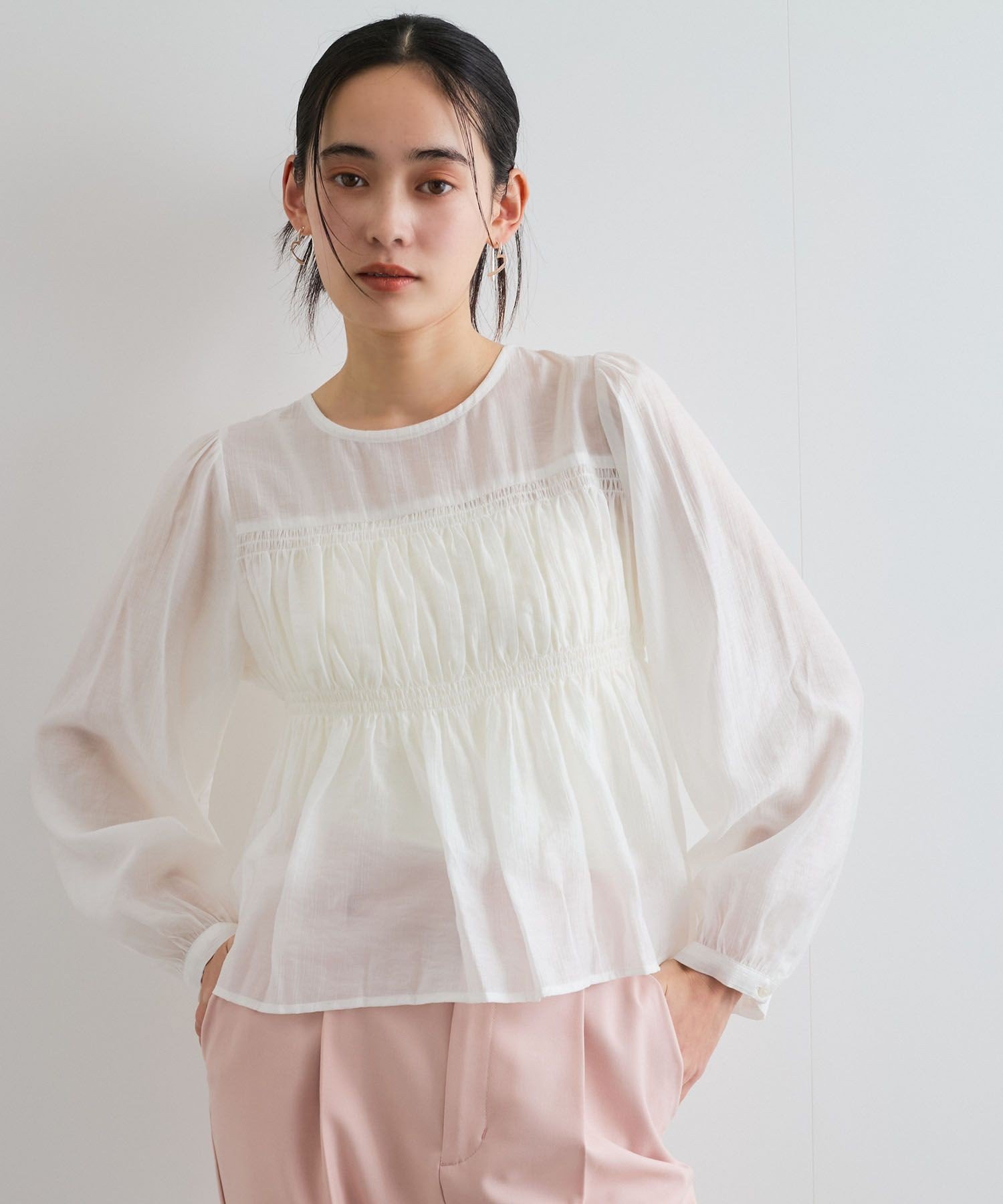 VIS｜【洗える】シャーリングブラウス | Rakuten Fashion(楽天