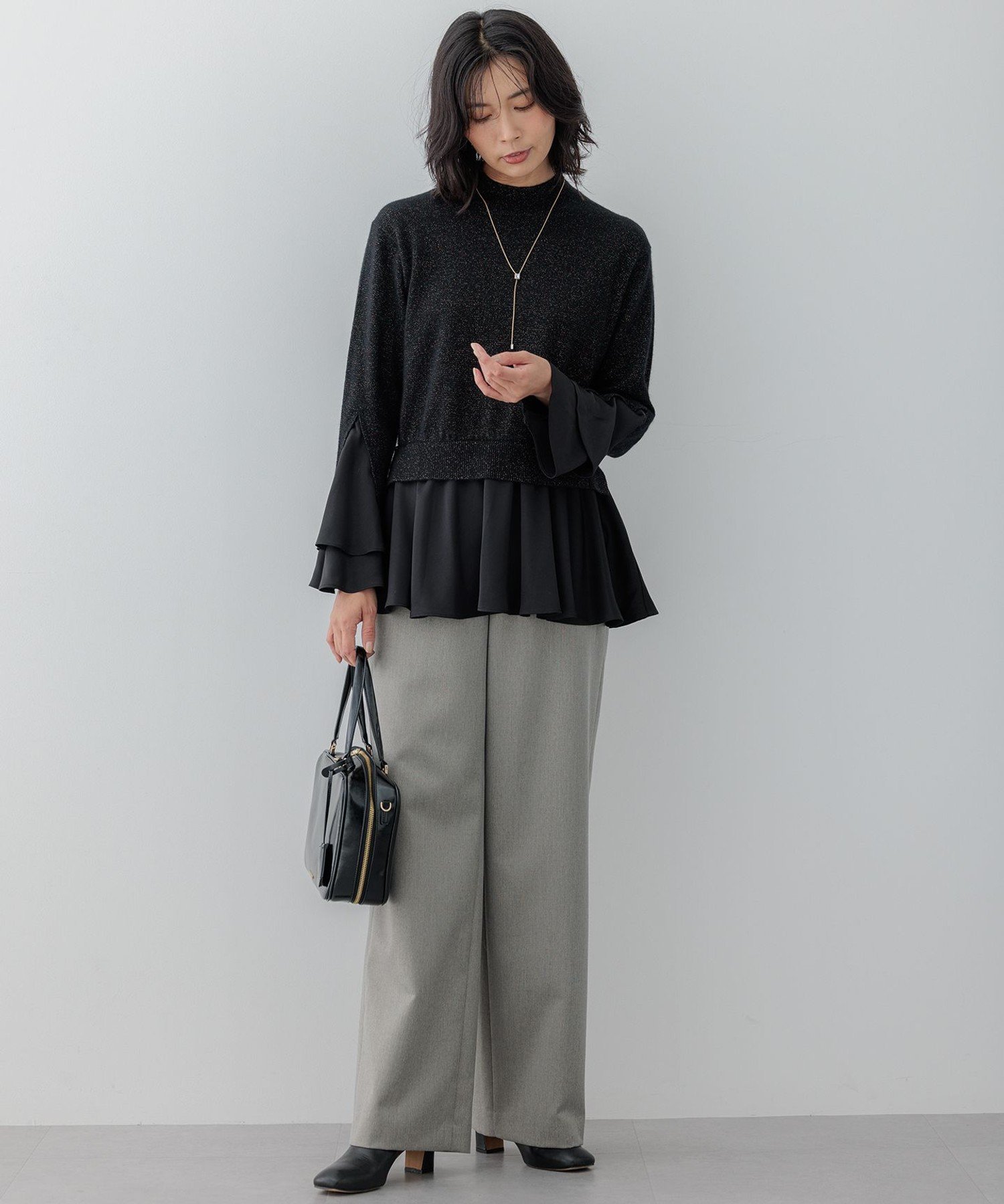 23区｜【23区×Oggiコラボ】フレアサテンコンビ ラメニット | Rakuten