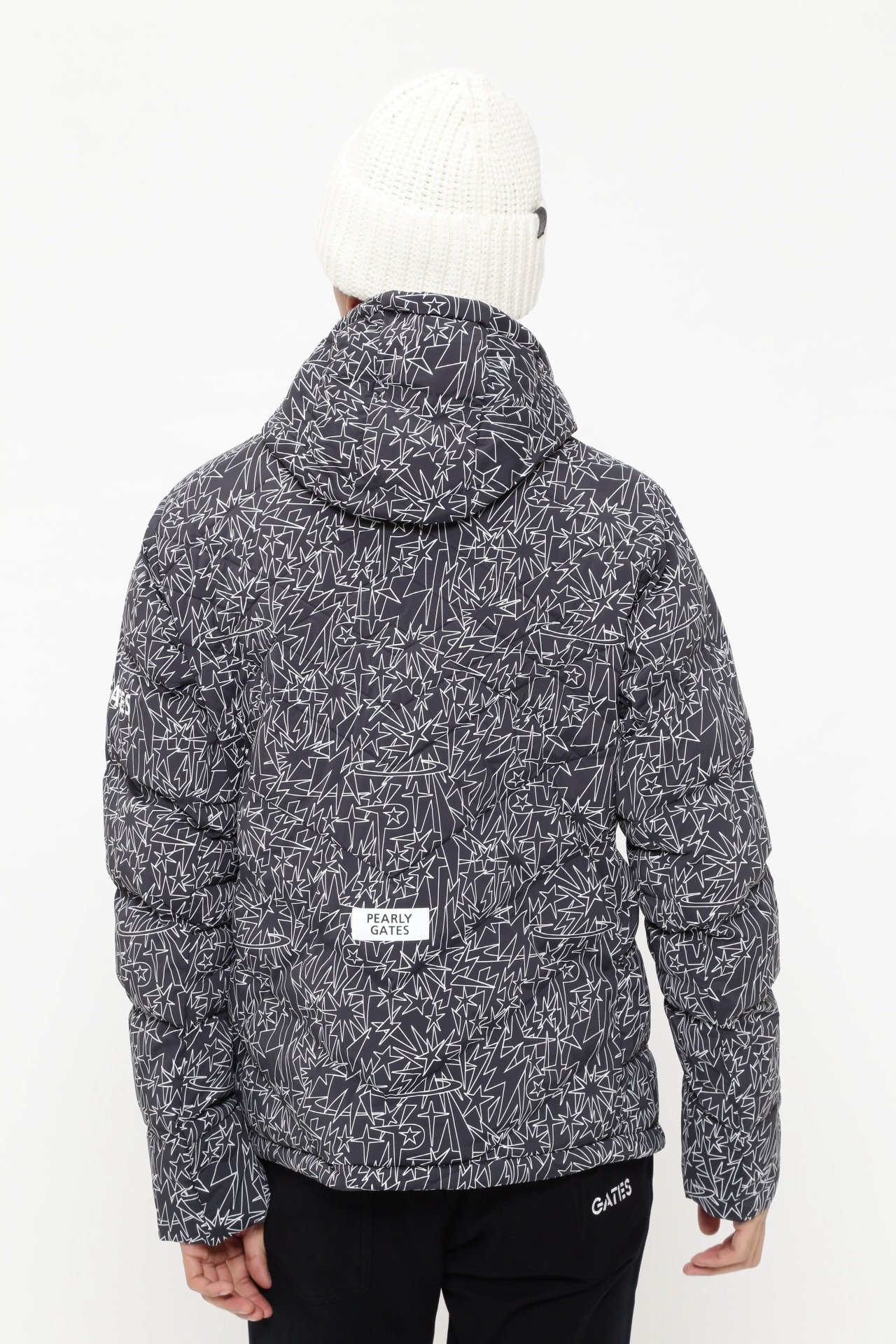 PEARLY GATES｜Nyストレッチ中綿フーディブルゾン <ギザ星柄