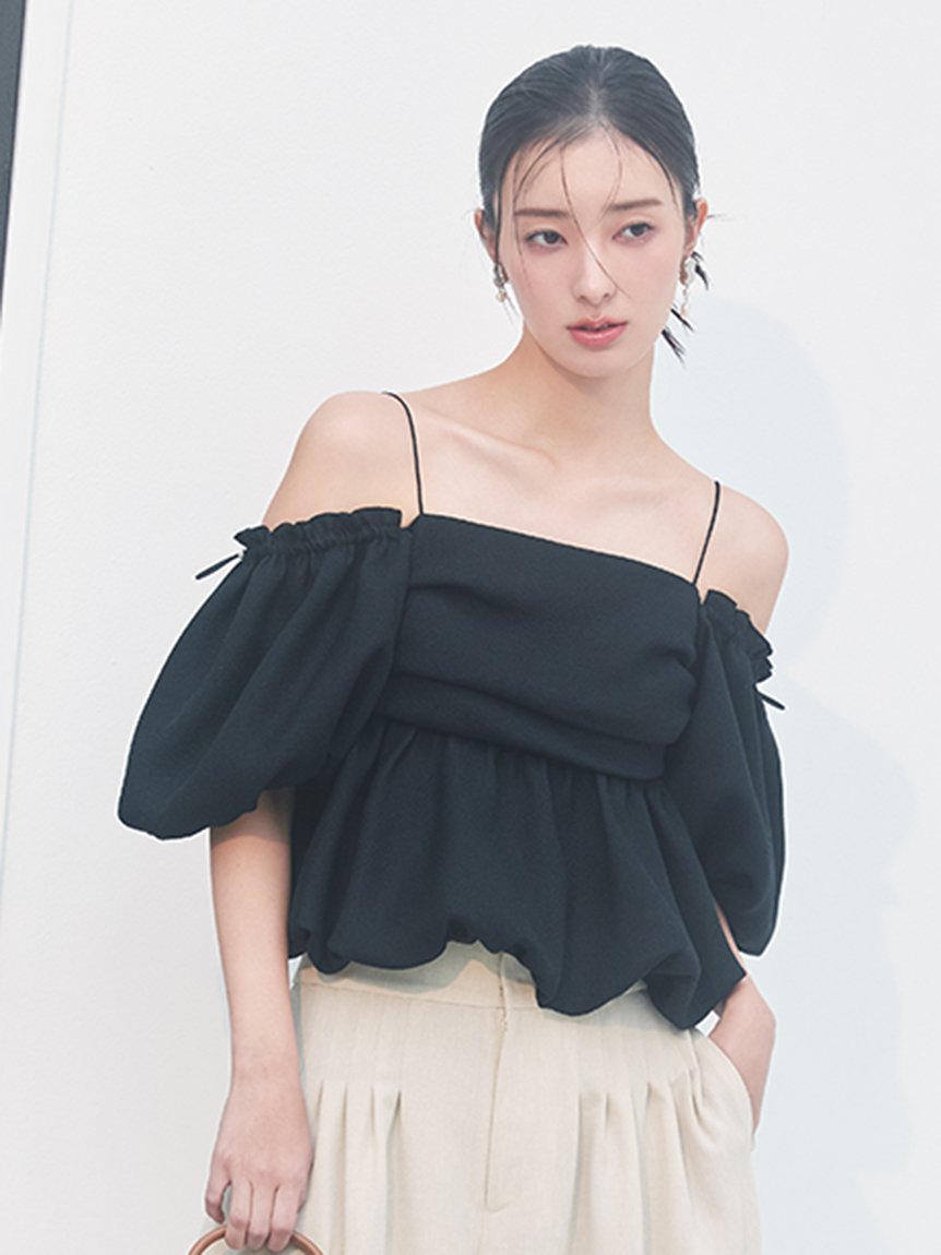 FRAY I.D｜3wayオフショルパフスリーブブラウス/ウォッシャブル