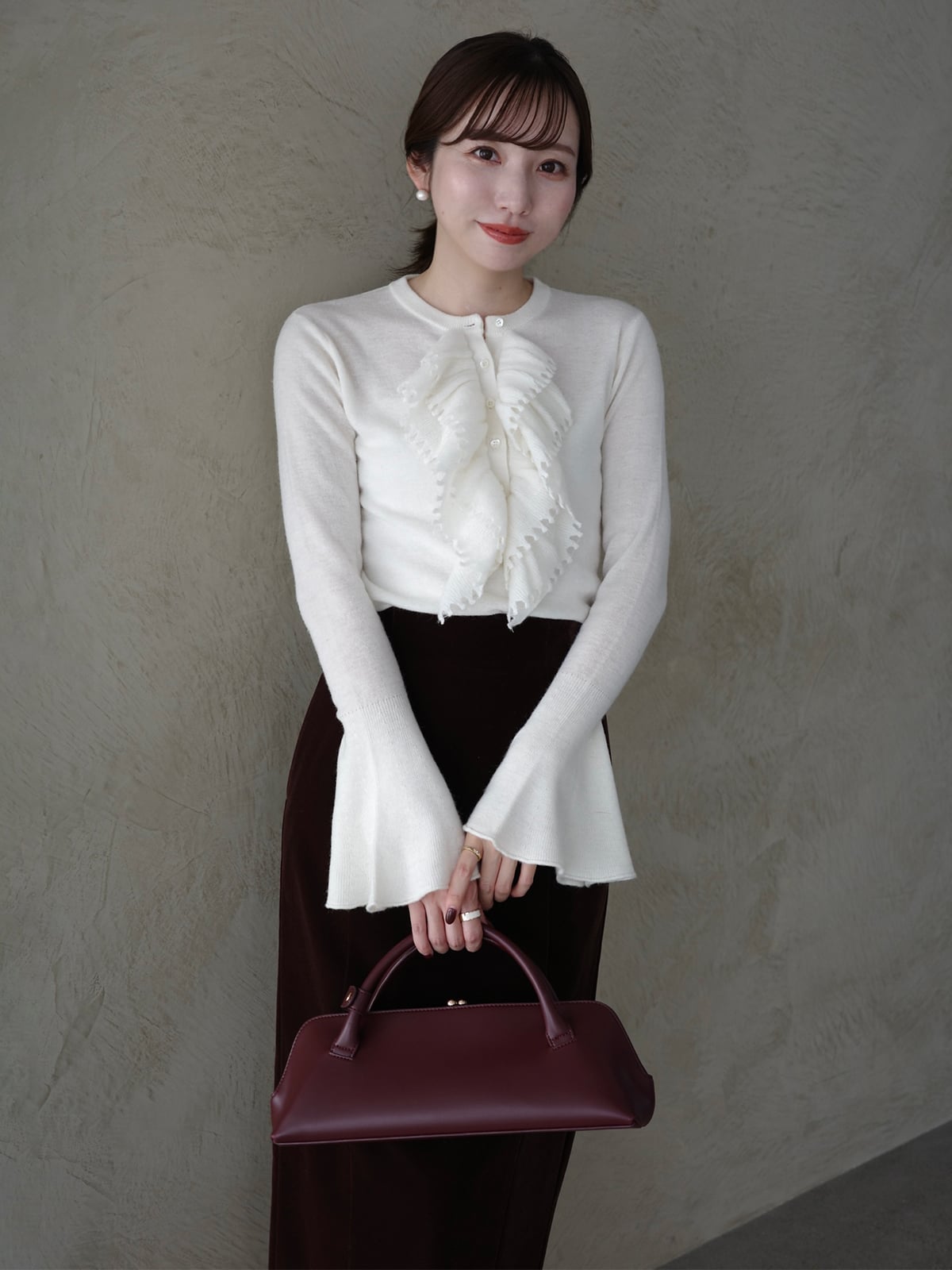 新品、未使用］anuans フリル付きホワイトニットトップス タグ付き