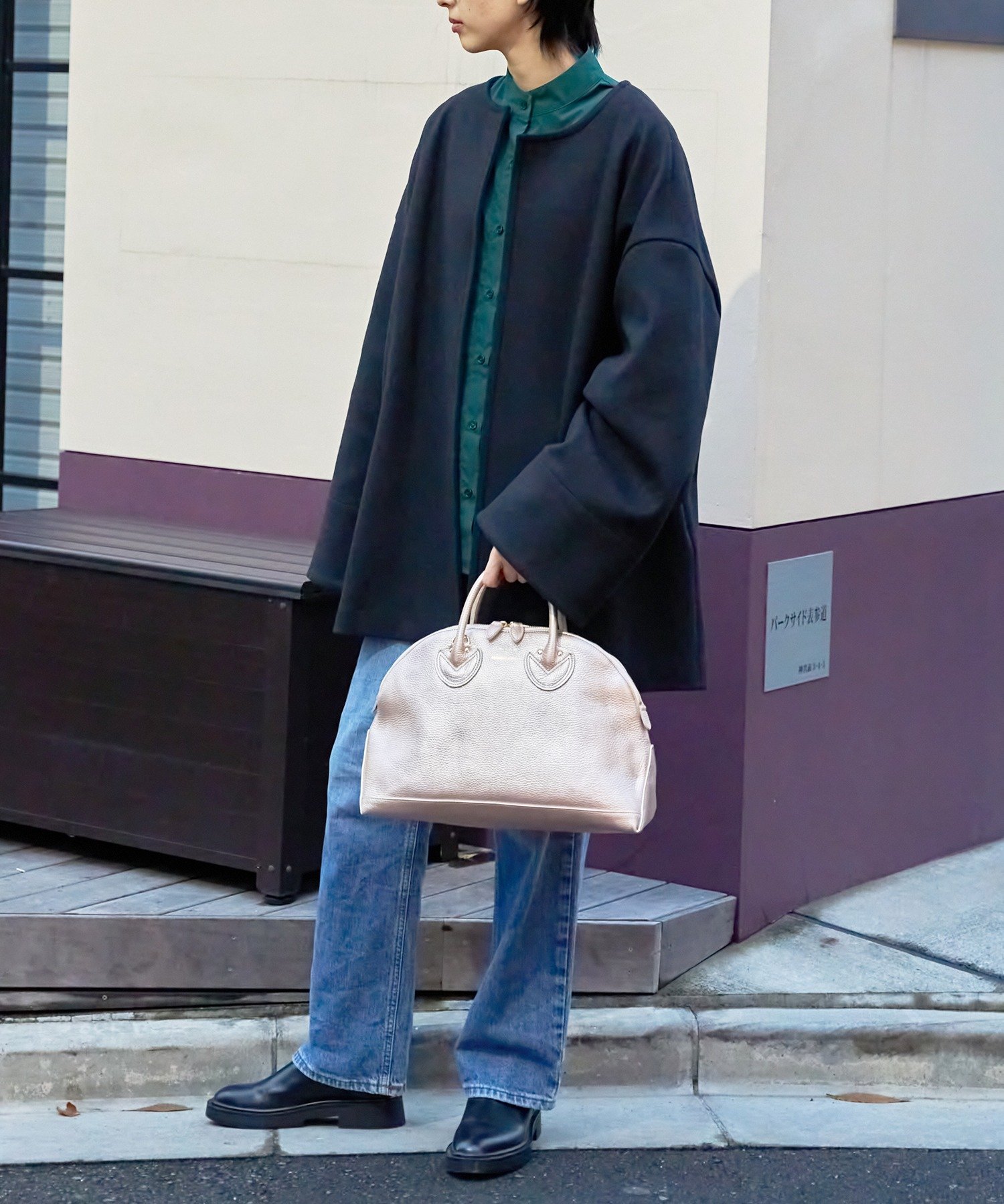 SETUP7｜YOUNG&OLSEN/EMBOSSED LEATHER ZIP BOAT トートバッグ 本革