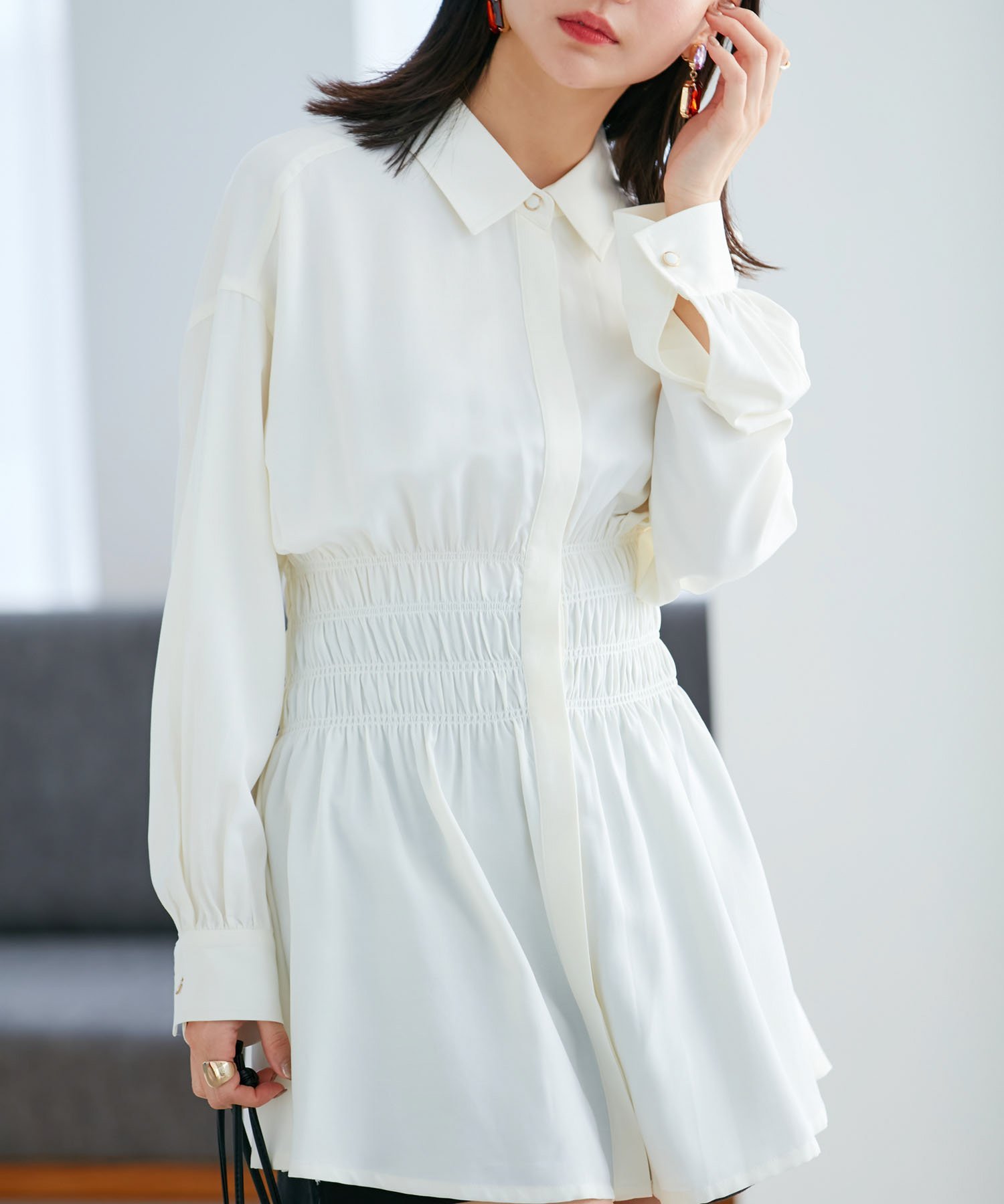 VIS｜【洗える】ウエストシャーリングブラウス | Rakuten Fashion(楽天