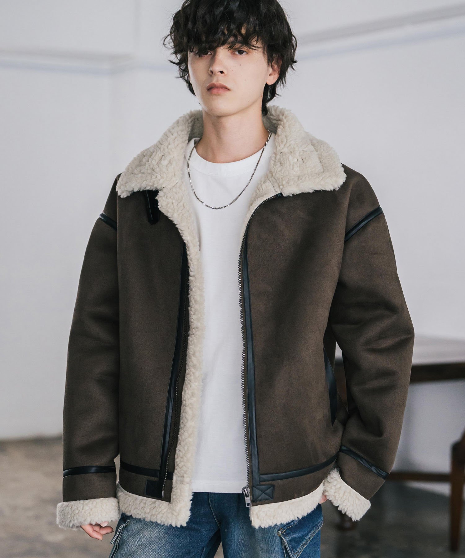 Rocky Monroe｜オーバーサイズ B-3フェイクムートン2WAY裏ボアブルゾン