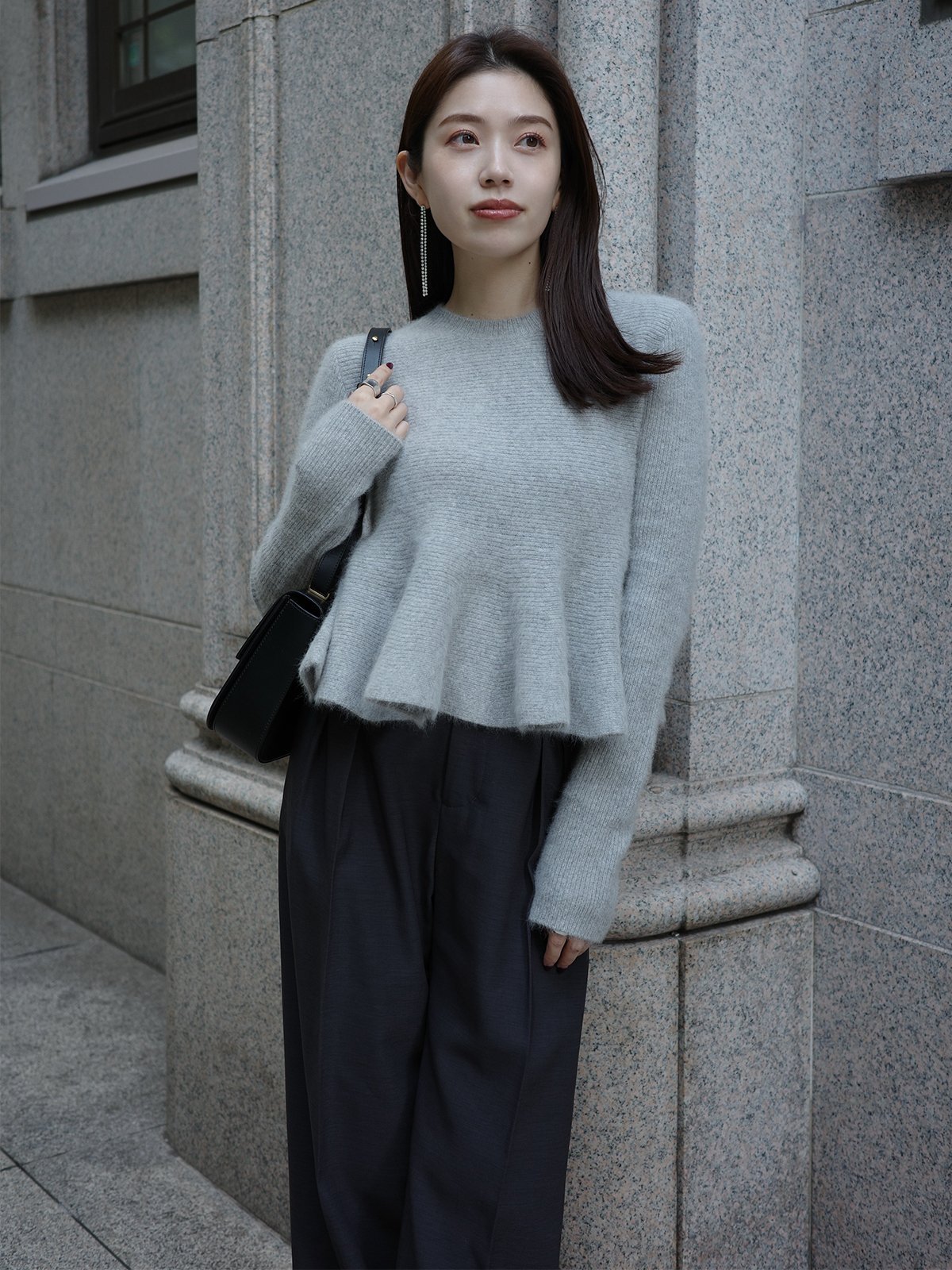 anuans｜ペプラムショートニットトップス | Rakuten Fashion(楽天