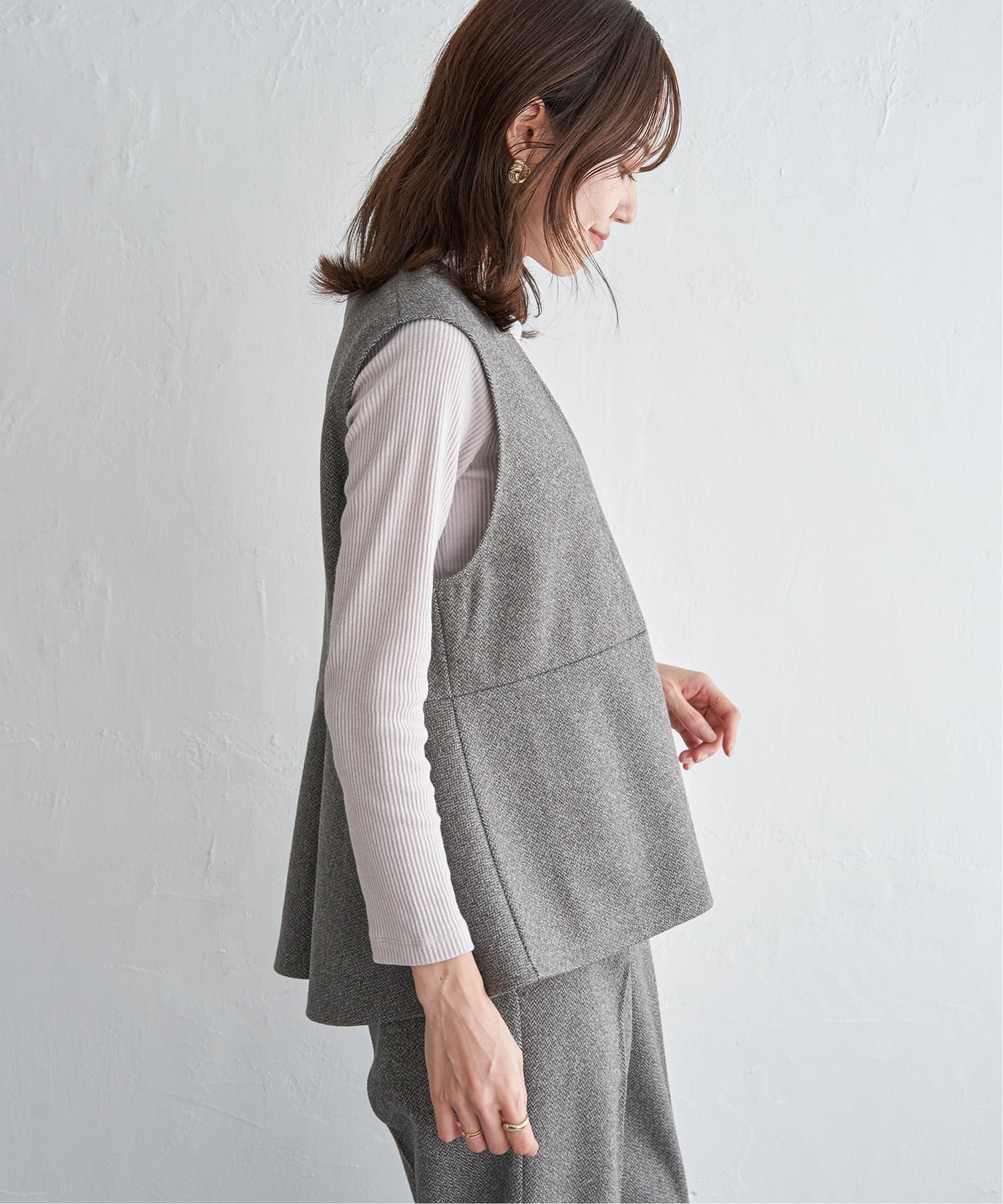 ikka｜【2点セット】ペプラムジレパンツセット | Rakuten Fashion(楽天