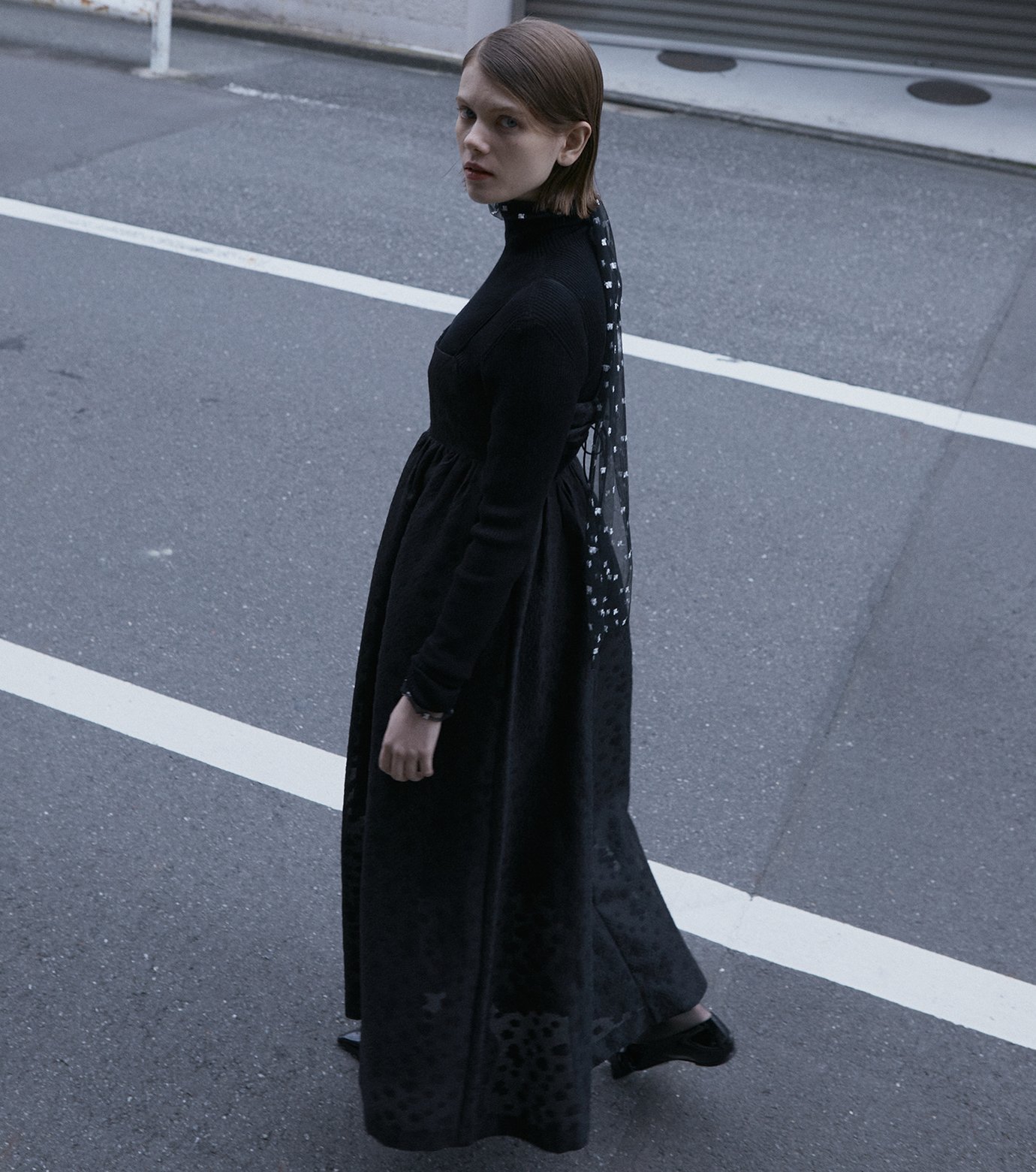 LE CIEL BLEU｜フラワーシアージャカードドレス / Flower Sheer