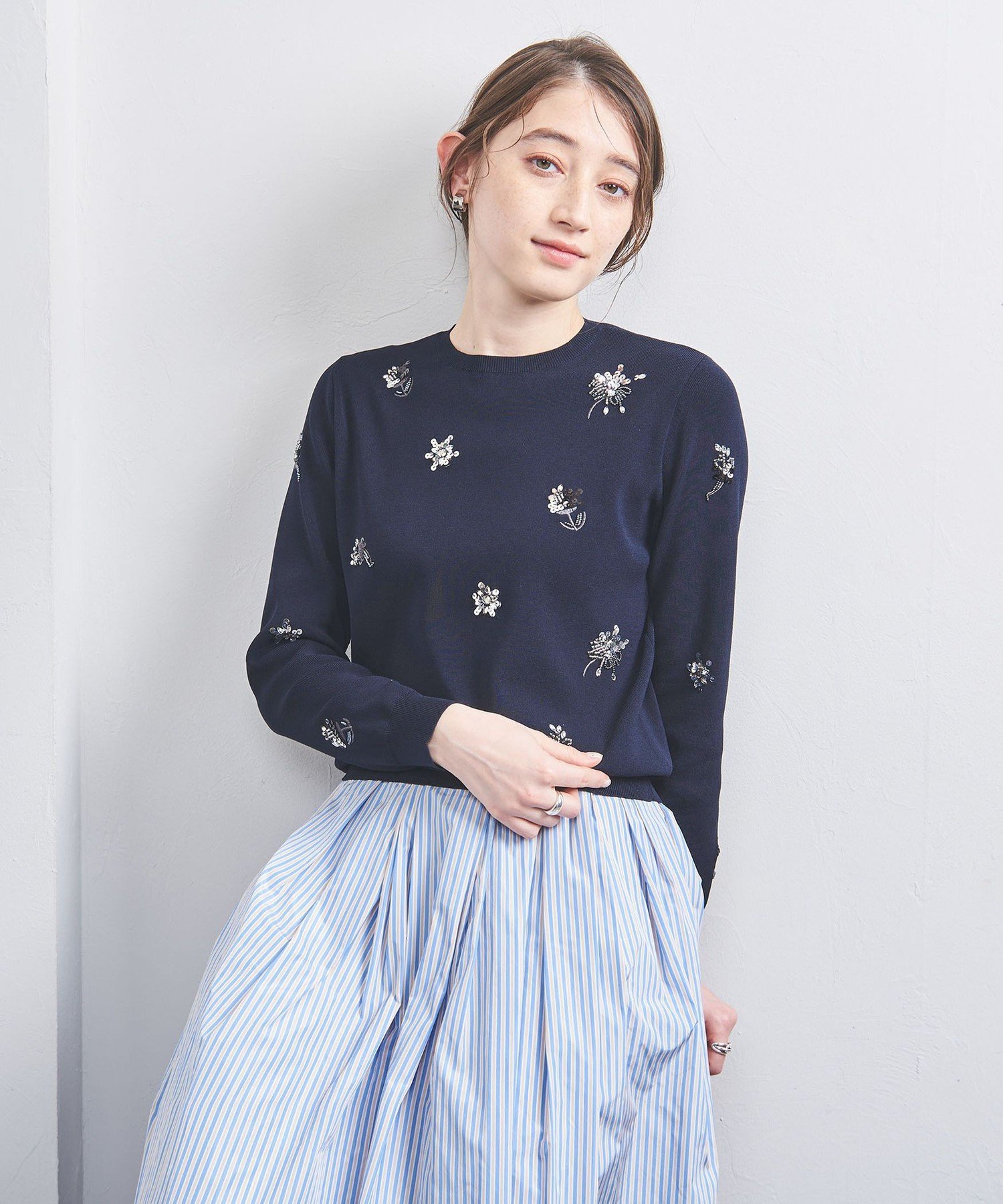 UNITED ARROWS LTD. OUTLET｜フラワー ビジュー ロングスリーブ ニット